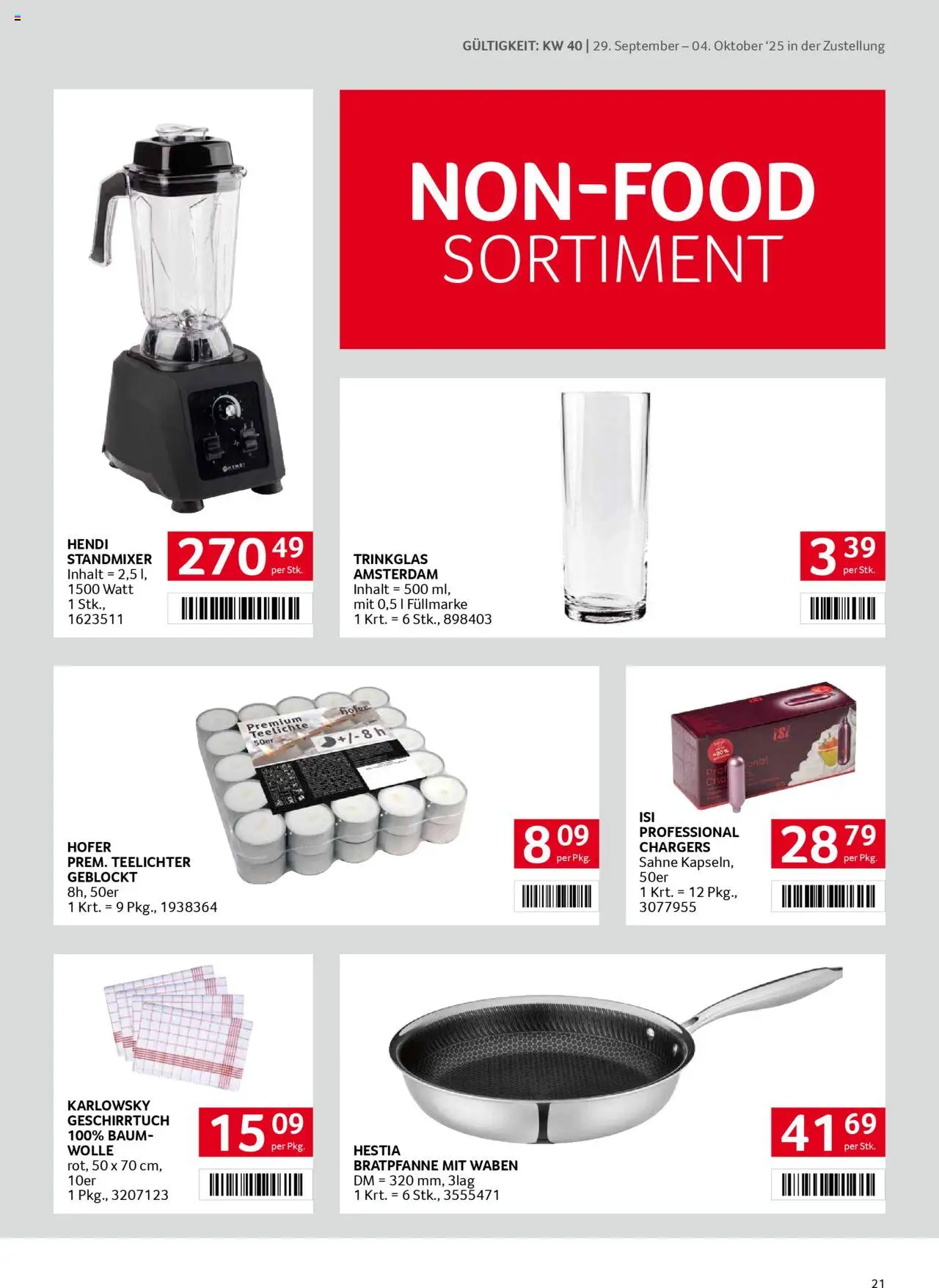 Transgourmet Zustellaktion gültig ab 28.09.2025 | Seite: 21 | Produkte: Sahne