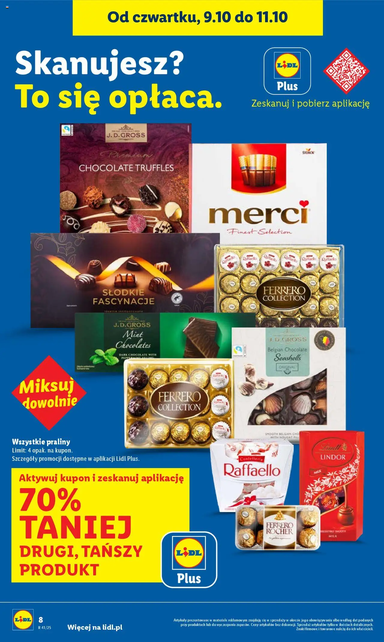 Lidl Gazetka od 09.10.2025 | Strona: 8 | Produkty: Praliny, Merci, Ferrero rocher