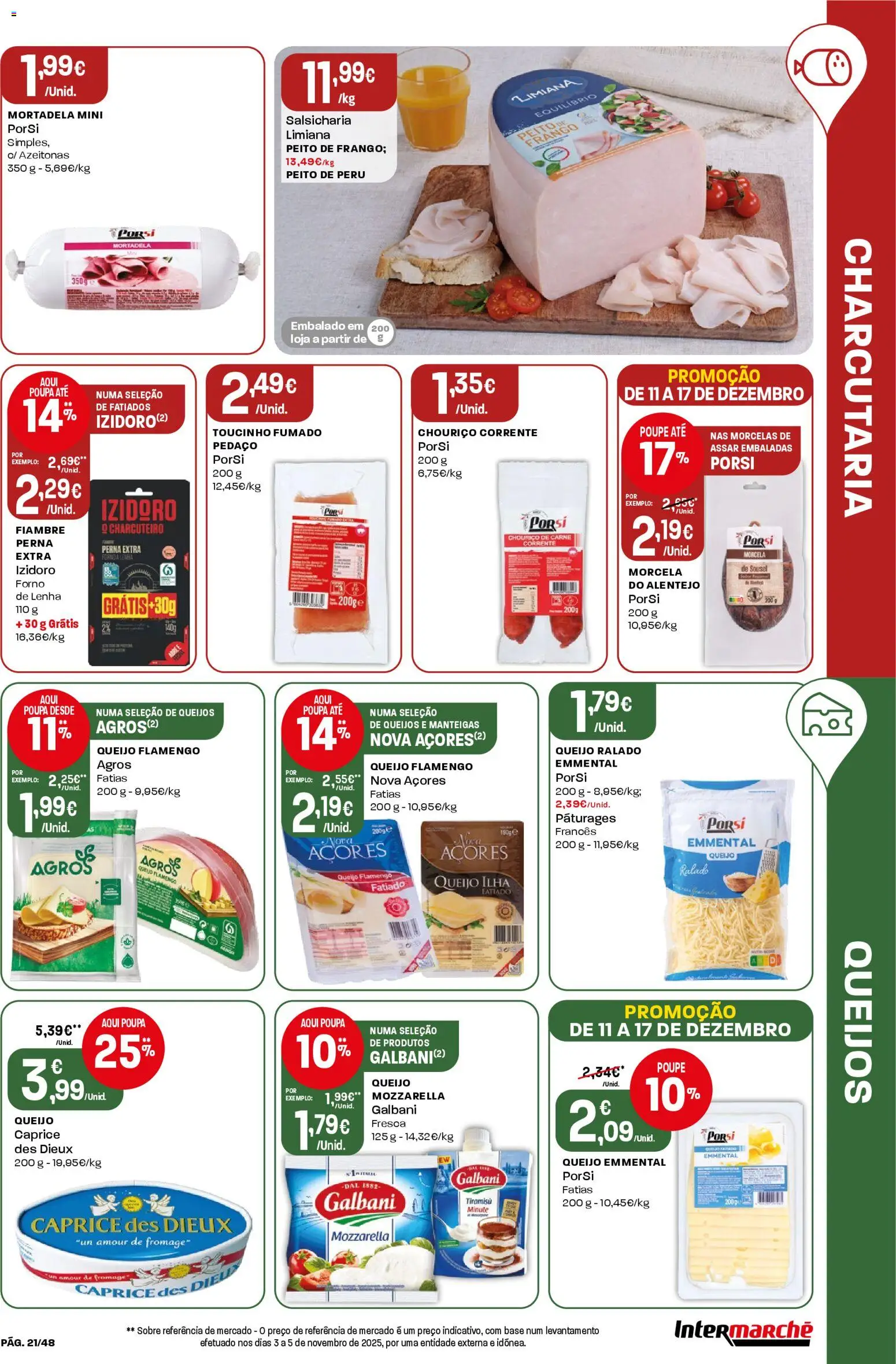 Intermarché folheto │ válido de 11.12.2025 | Página: 21 | Produtos: Mortadela, Peito de peru, Frango, Queijo