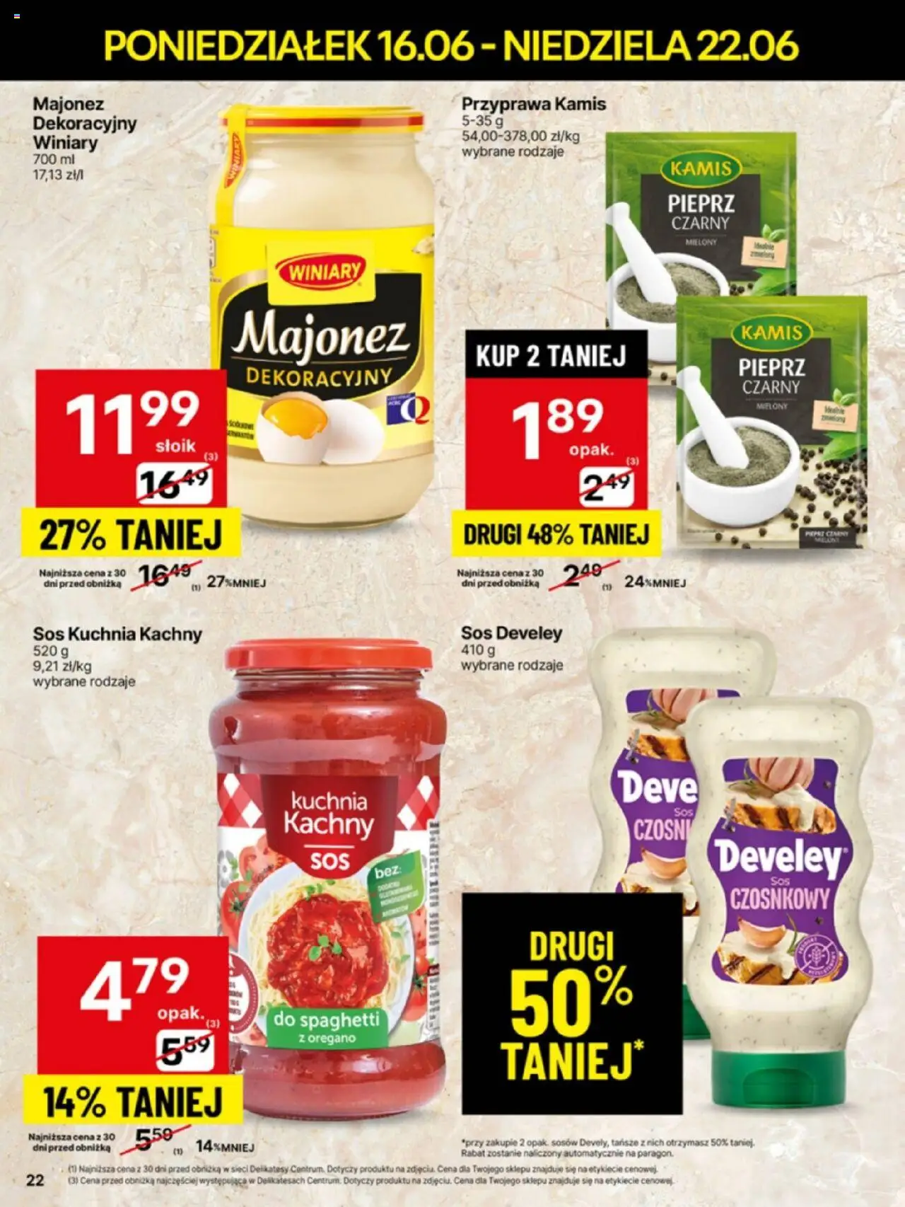 Delikatesy Centrum Gazetka od 16.06.2025 | Strona: 22 | Produkty: Oregano, Delikatesy, Majonez, Pieprz