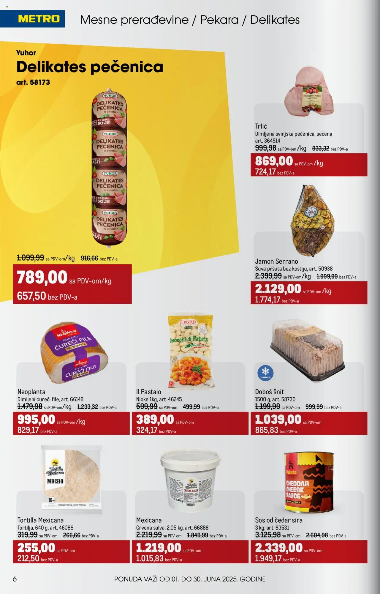 Metro katalog - važi od 01.06.2025 | Strana: 6 | Proizvode: Pekara, Ćureći file, Sos, Pečenica