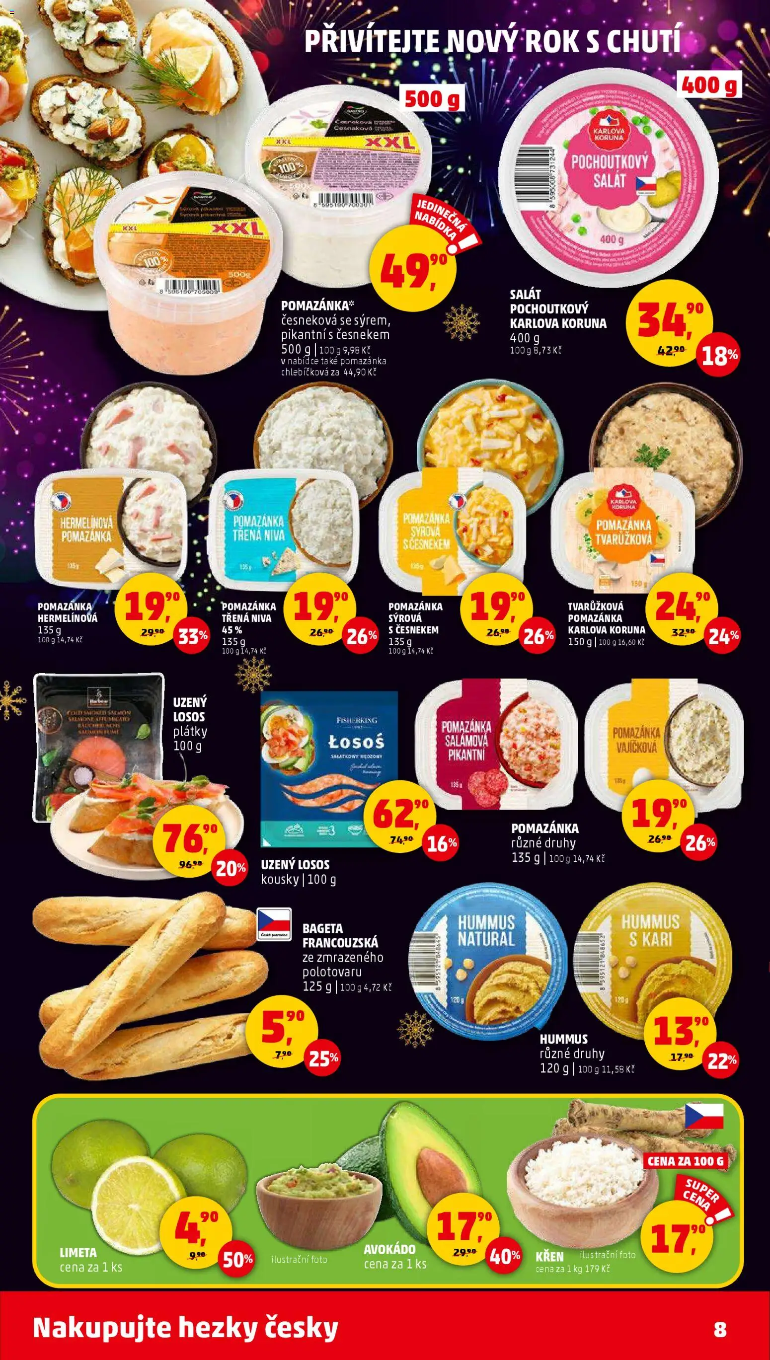 Penny Market leták - Čtvrtečník od 27.12.2025 | Strana: 8 | Produkty: Hummus, Křen, Salát, Bageta