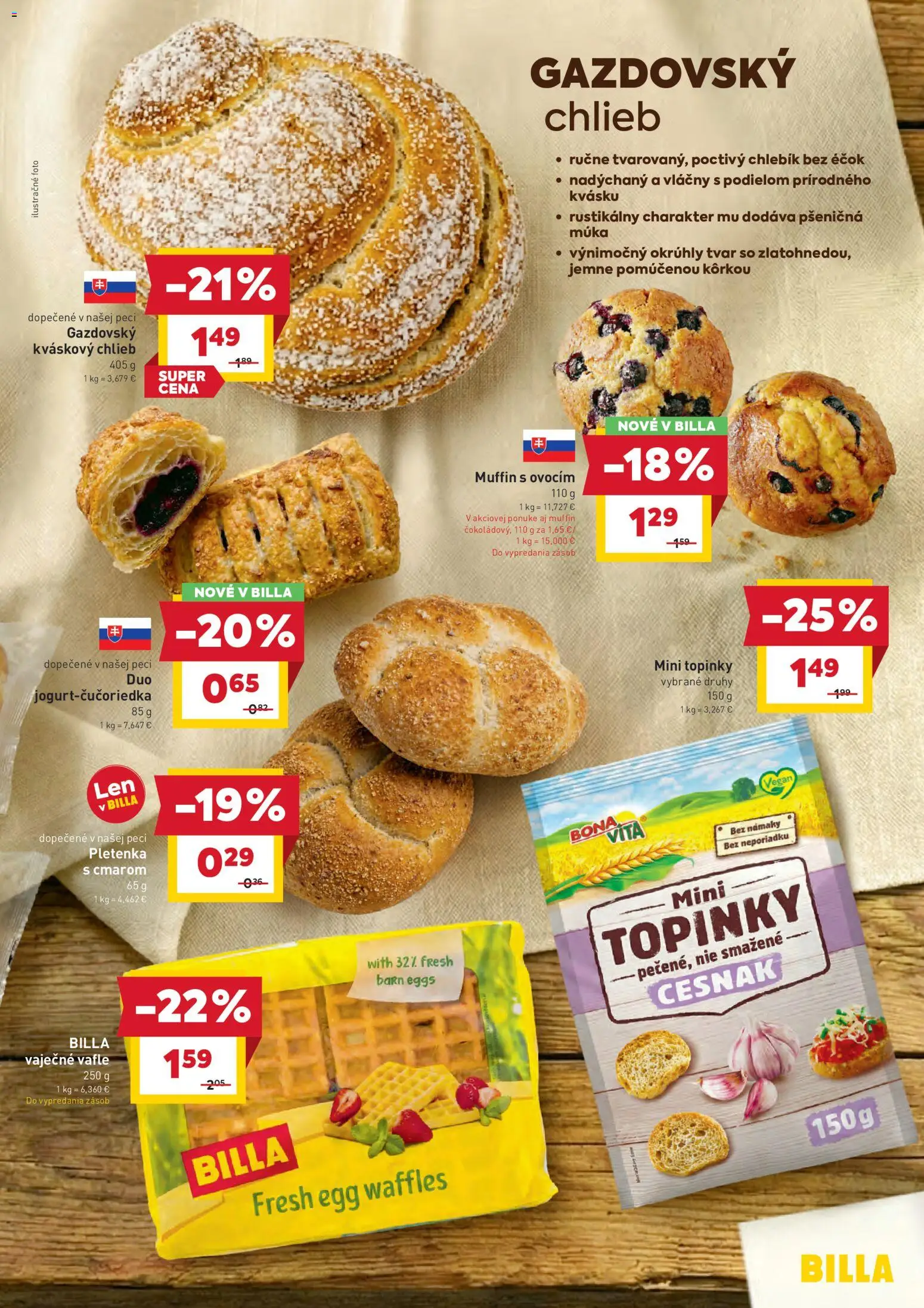 Nové Billa akcie – leták je platný od 28.01.2026 | Strana: 9 | Produkty: Chlieb, Cesnak, Múka