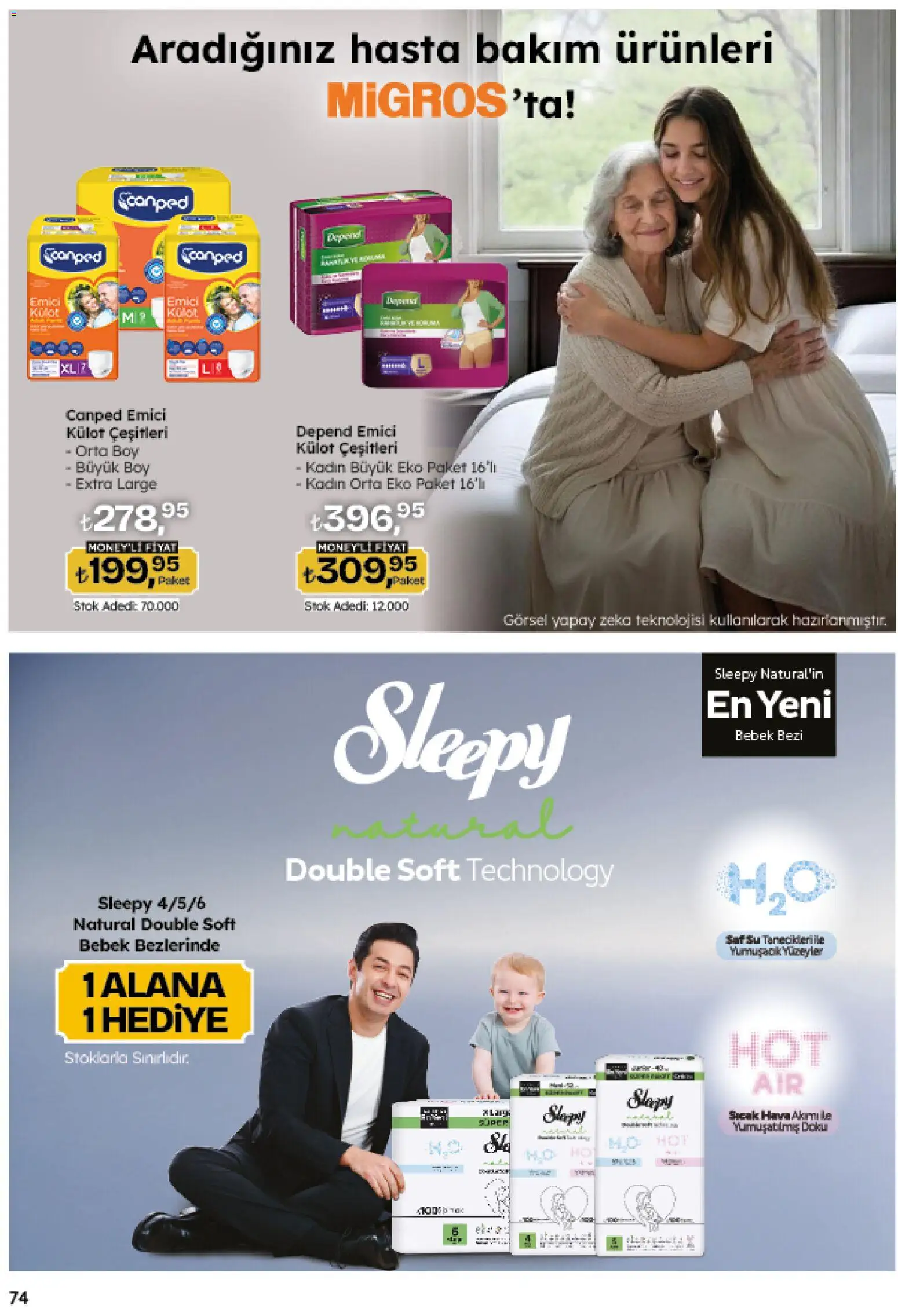 Migros Katalog - Migroskop - 26.03.2026 tarihinden itibaren geçerlidir | Sayfa: 74 | Ürünler: Külot, Su