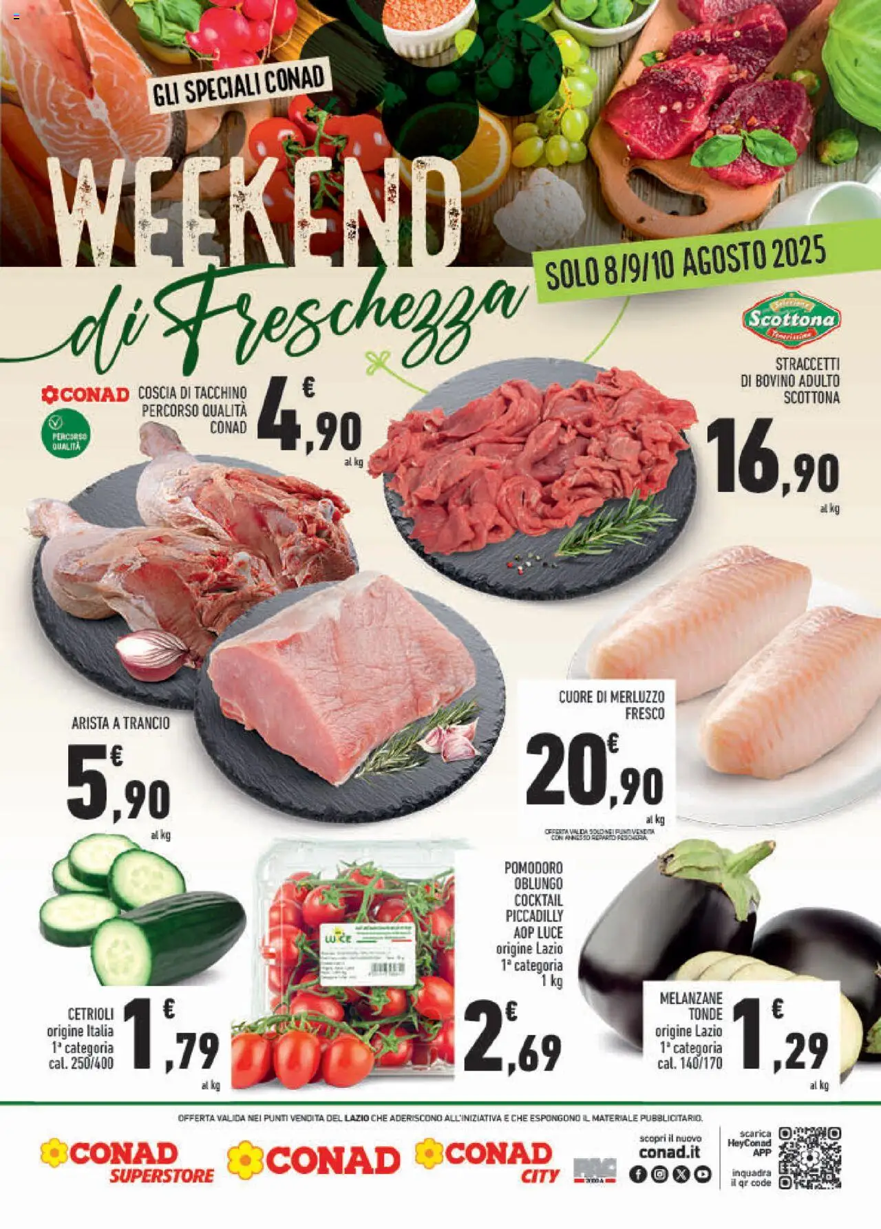 Volantino Conad del 08.08.2025 | Pagina: 2 | Prodotti: Bovino, Cetrioli, Pomodoro, Melanzane