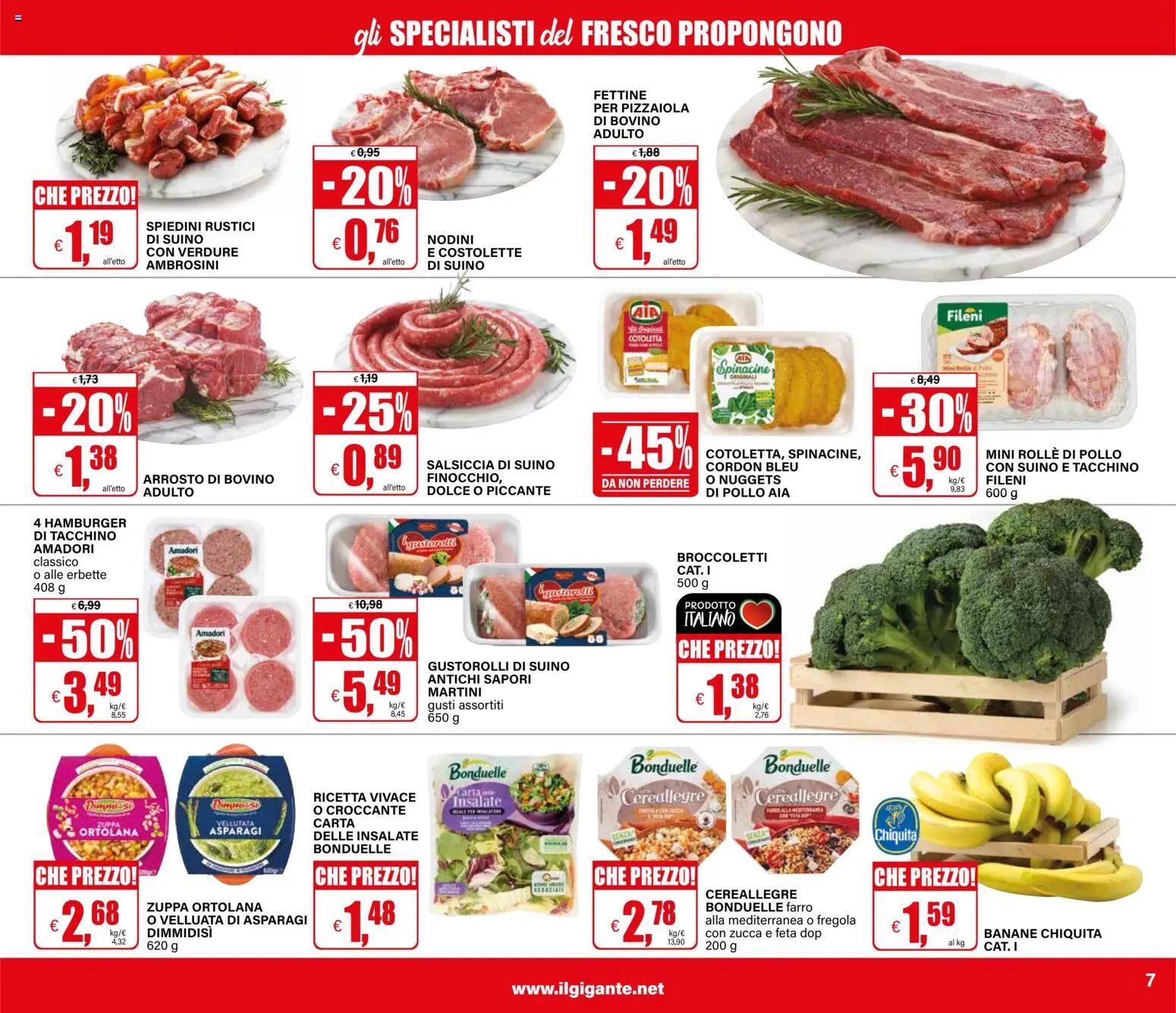 Volantino Il Gigante del 29.01.2026 | Pagina: 7 | Prodotti: Banane, Verdure, Suino, Zucca