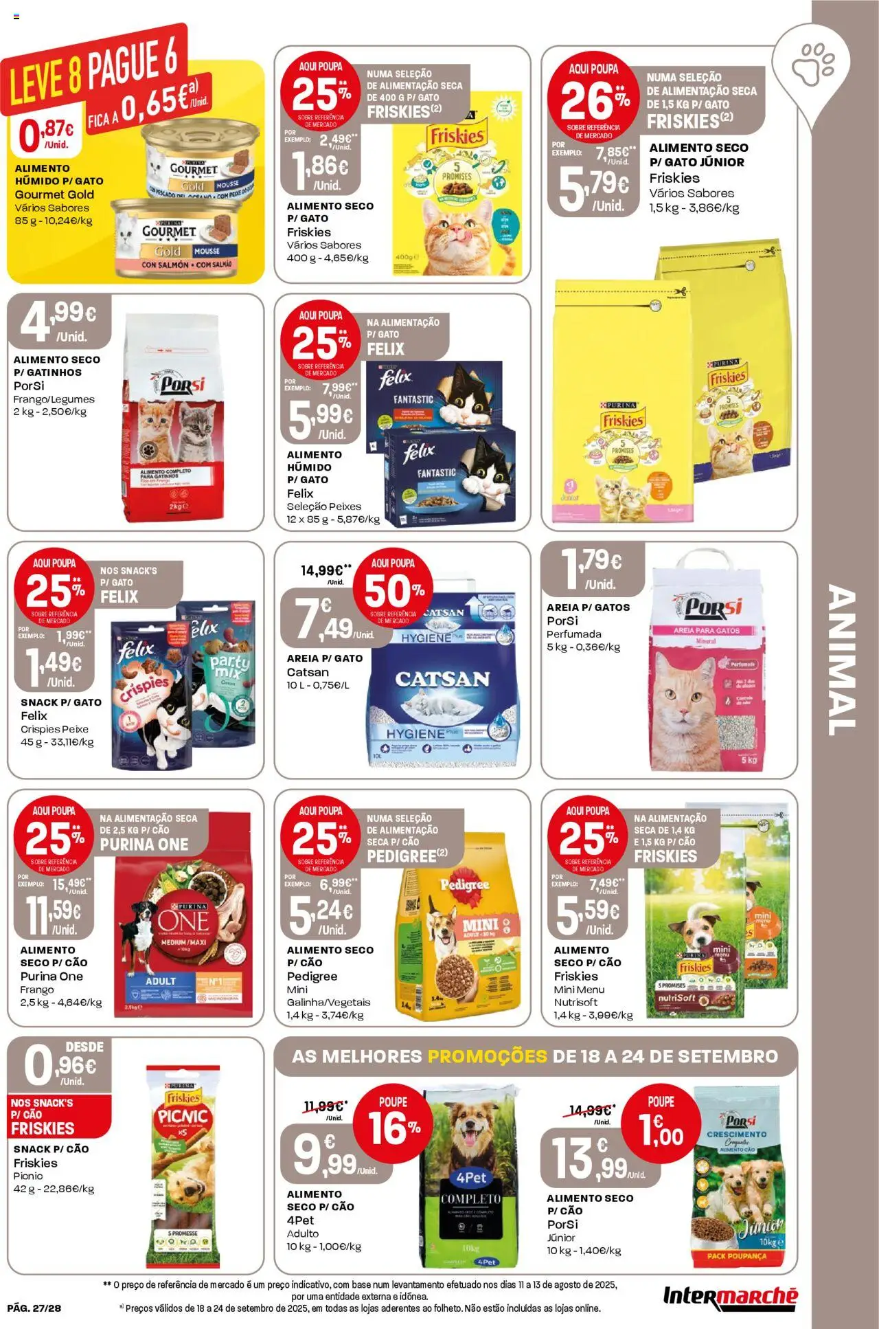 Intermarché folheto │ válido de 18.09.2025 | Página: 27 | Produtos: Purina one, Frango, Salmão, Peixe