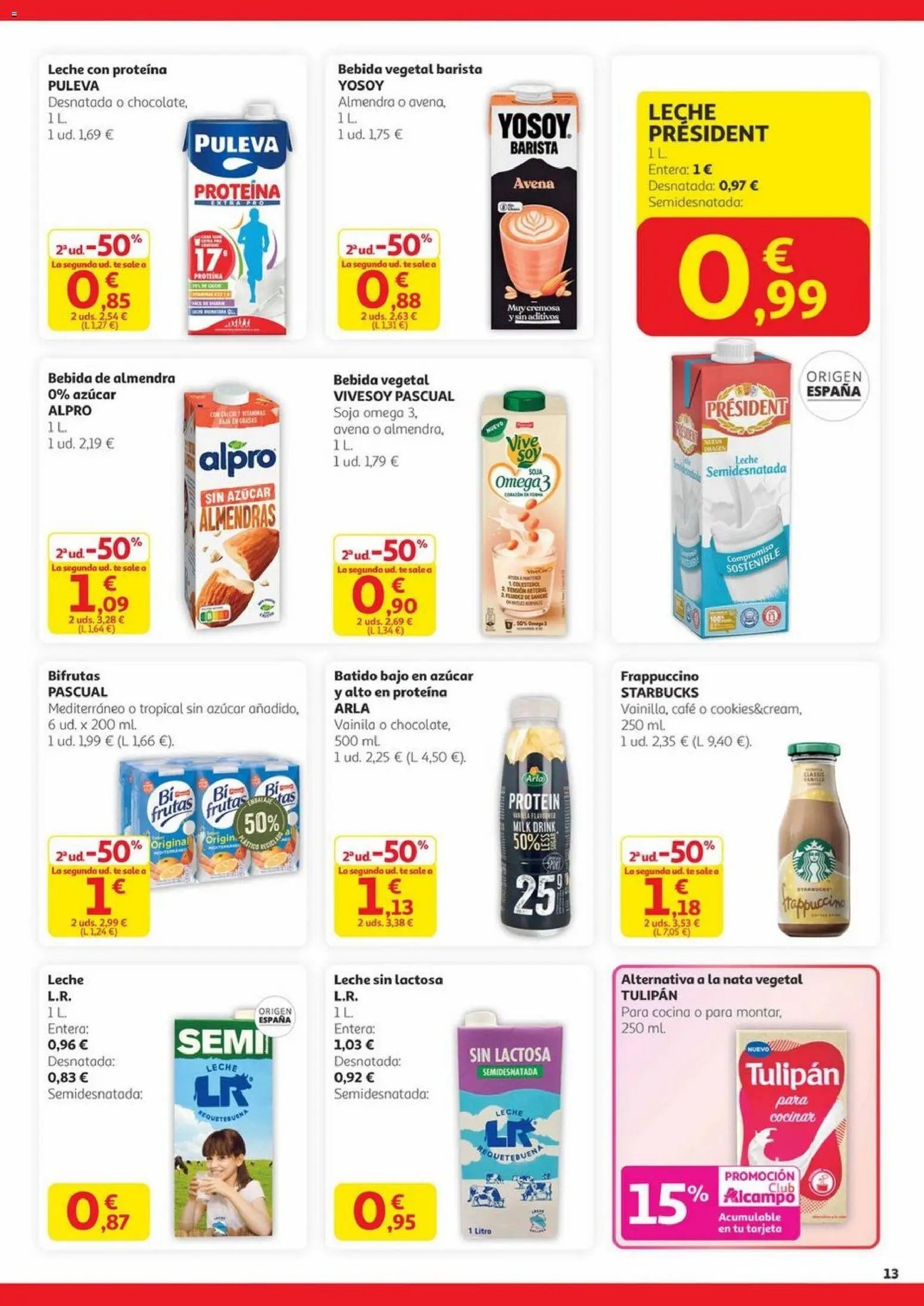 Alcampo - Canarias │ válido desde el 20.11.2025 | Página: 13 | Productos: Leche sin lactosa, Leche, Café, Té