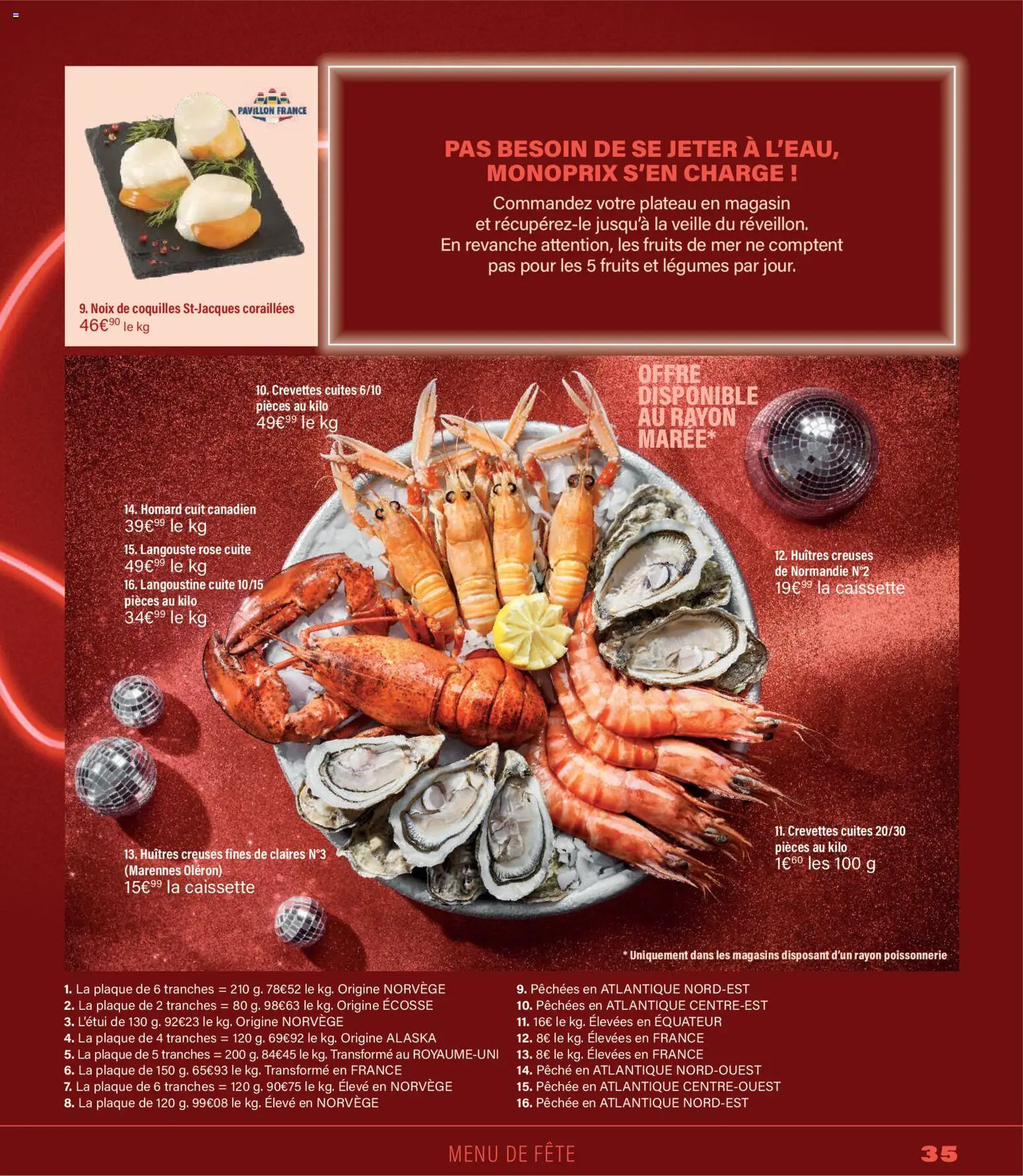 {H1} | Page: 35 | Produits: Pêche, Huitres creuses, Langouste, Homard