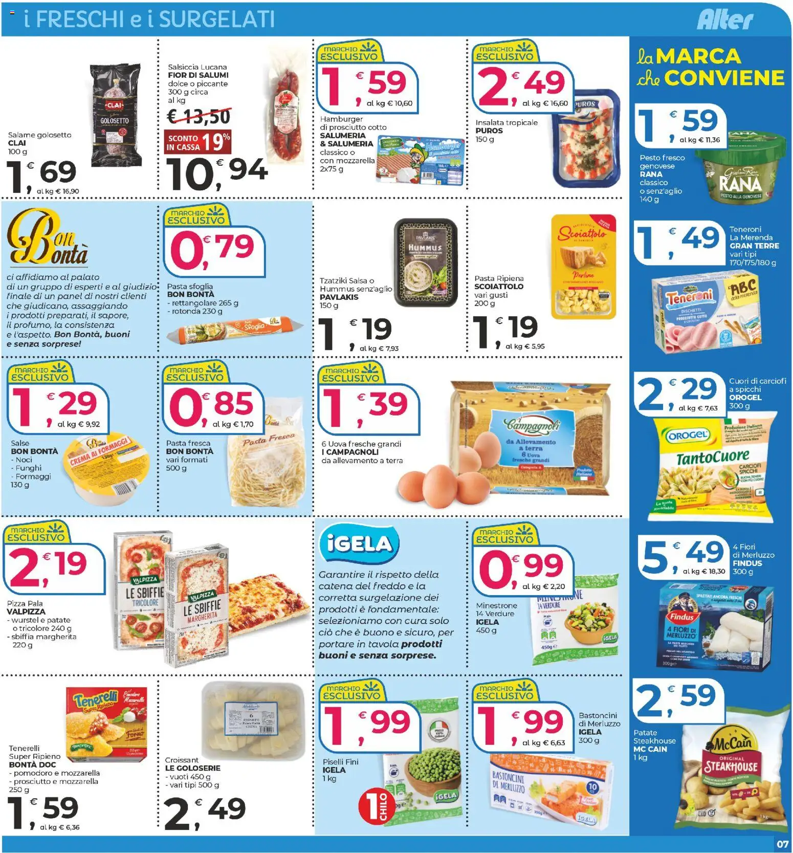 Volantino Alter Discount del 14.11.2025 | Pagina: 7 | Prodotti: Pasta sfoglia, Prosciutto, Pasta, Hamburger