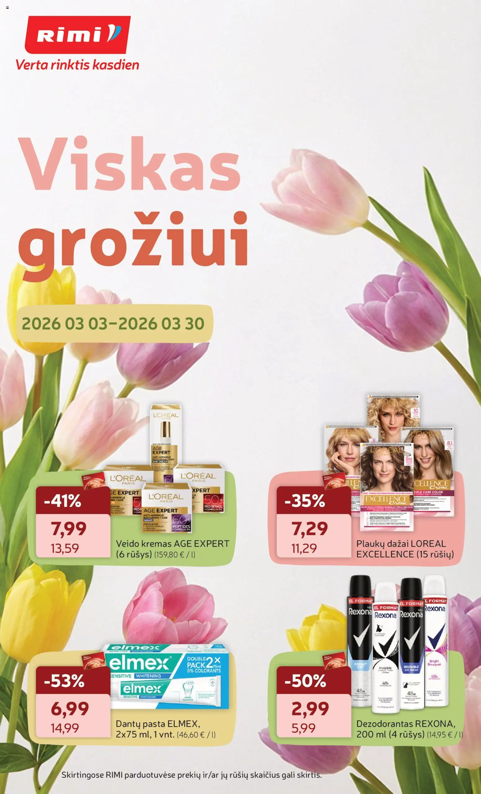 Rimi akcijos nuo 03.03.2026 | Puslapis: 1 | Prekių: Kremas, Dezodorantas