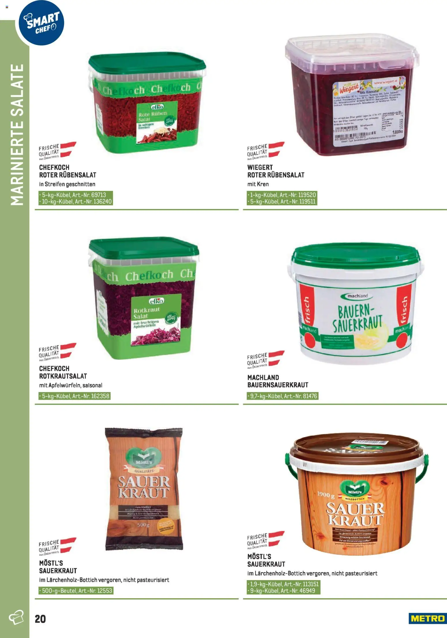 Metro angebote - Smart Chef Obst & Gemüse gültig ab 26.03.2026 | Seite: 20 | Produkte: Salat, Kraut