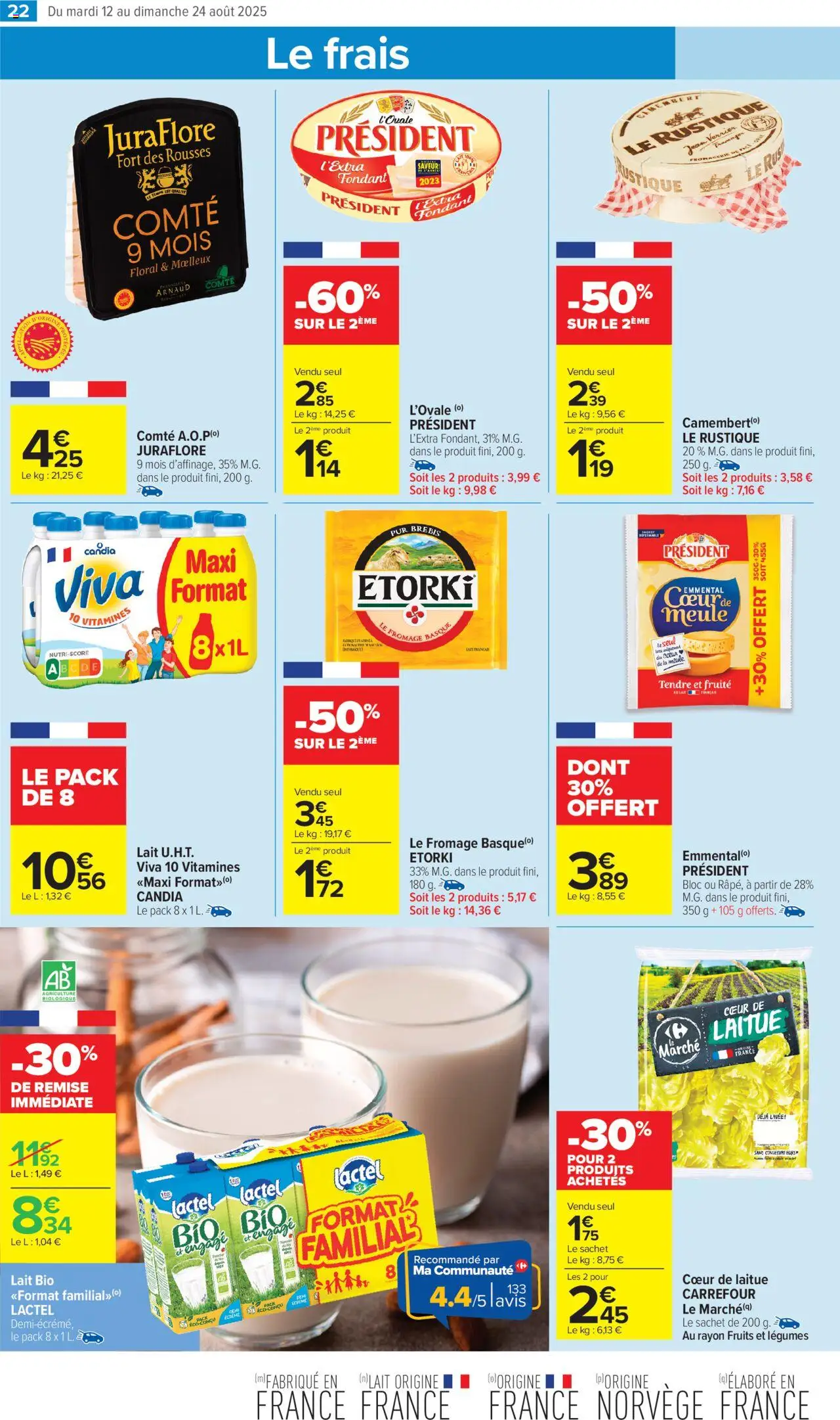  | Page: 24 | Produits: Laitue, Lait bio, Lait, Fromage