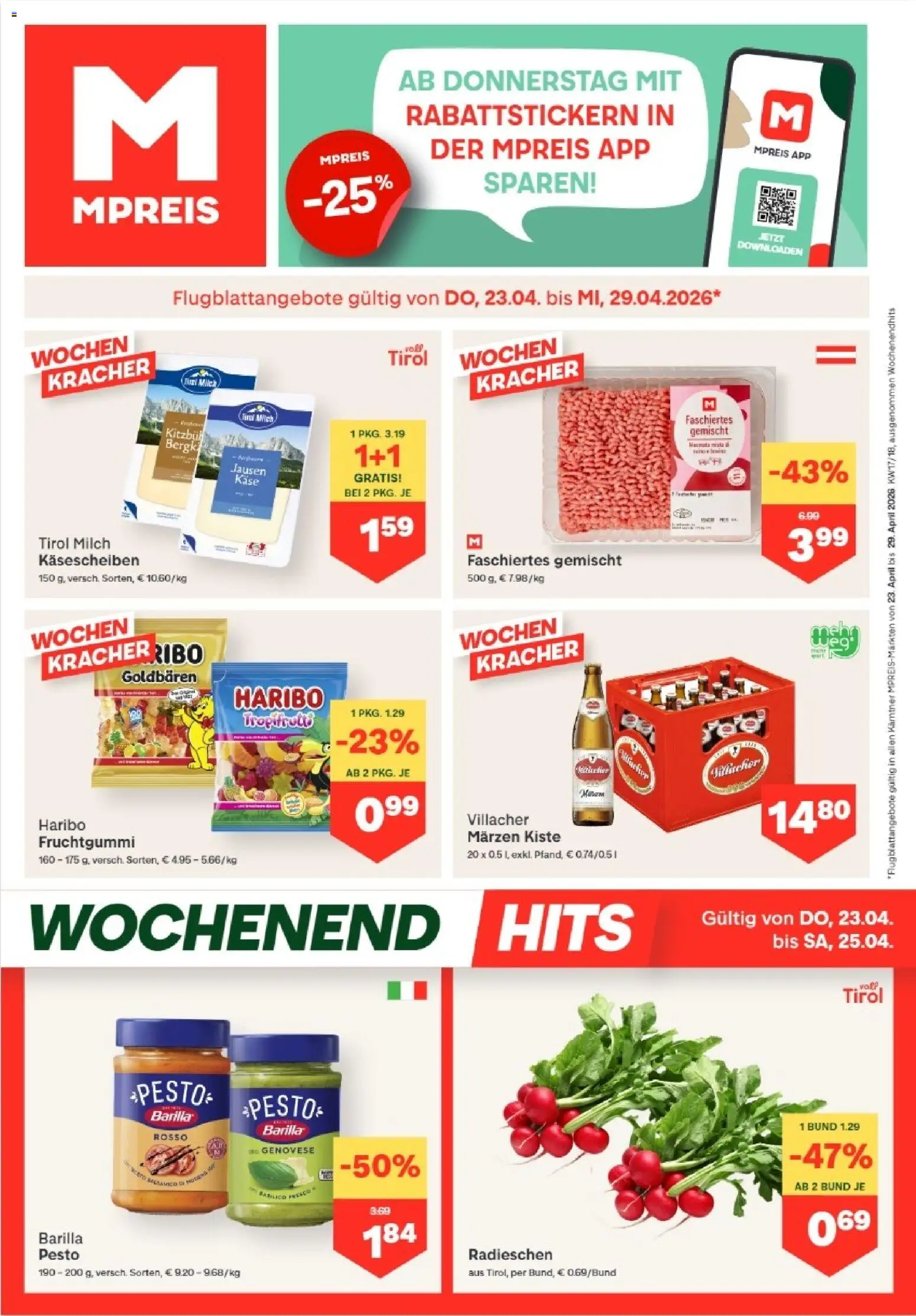 MPREIS Dellach im Drautal gültig ab 23.04.2026 | Seite: 1 | Produkte: Milch, Käse