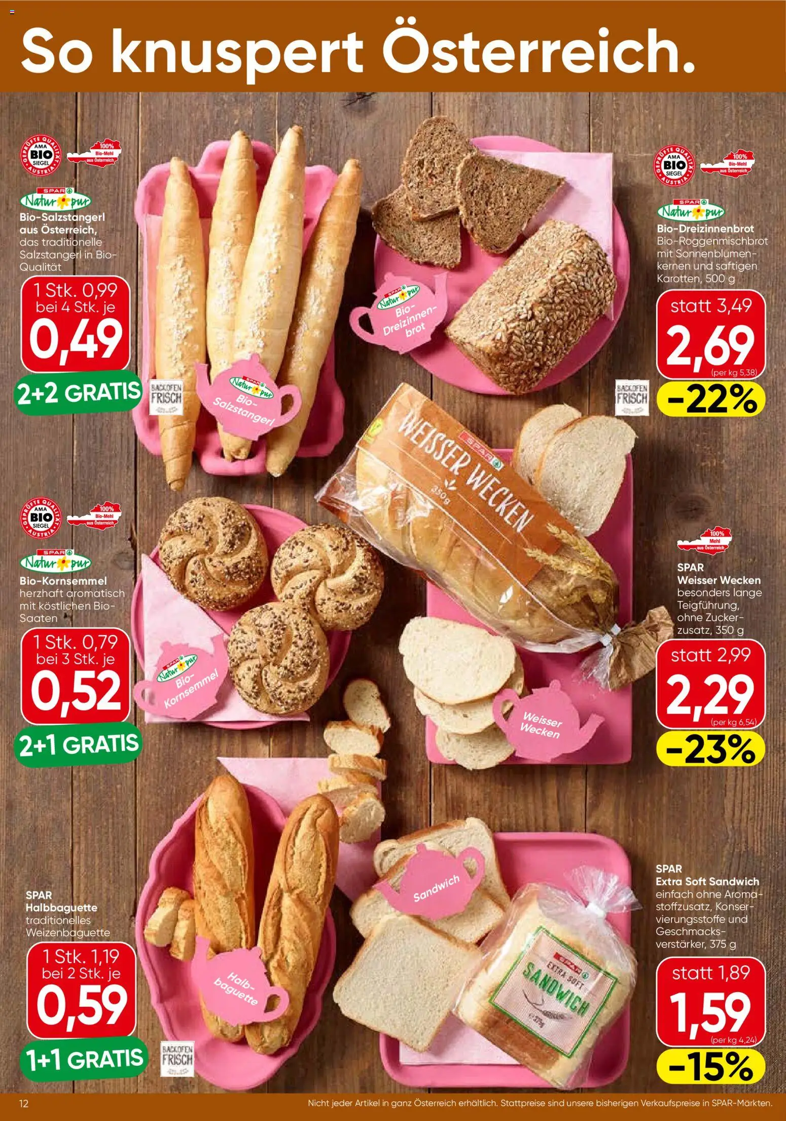 Spar Flugblatt - Burgenland gültig ab 15.01.2026 | Seite: 12 | Produkte: Zucker, Jääkaappipakastin, Brot