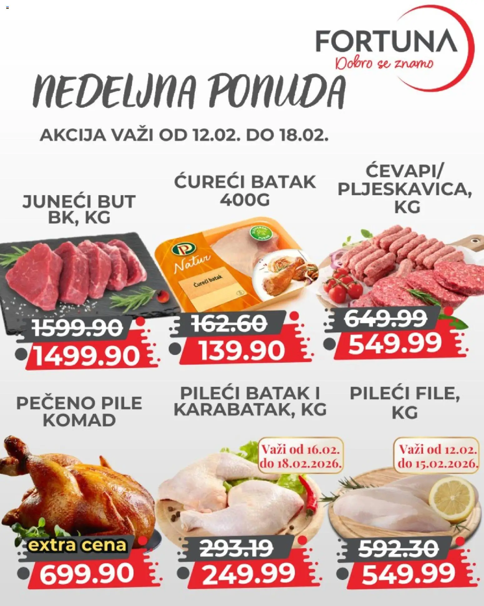 Fortuna Market katalog - važi od 12.02.2026 | Strana: 2 | Proizvode: Juneći but, Ćureći batak, Pile, Pileći batak