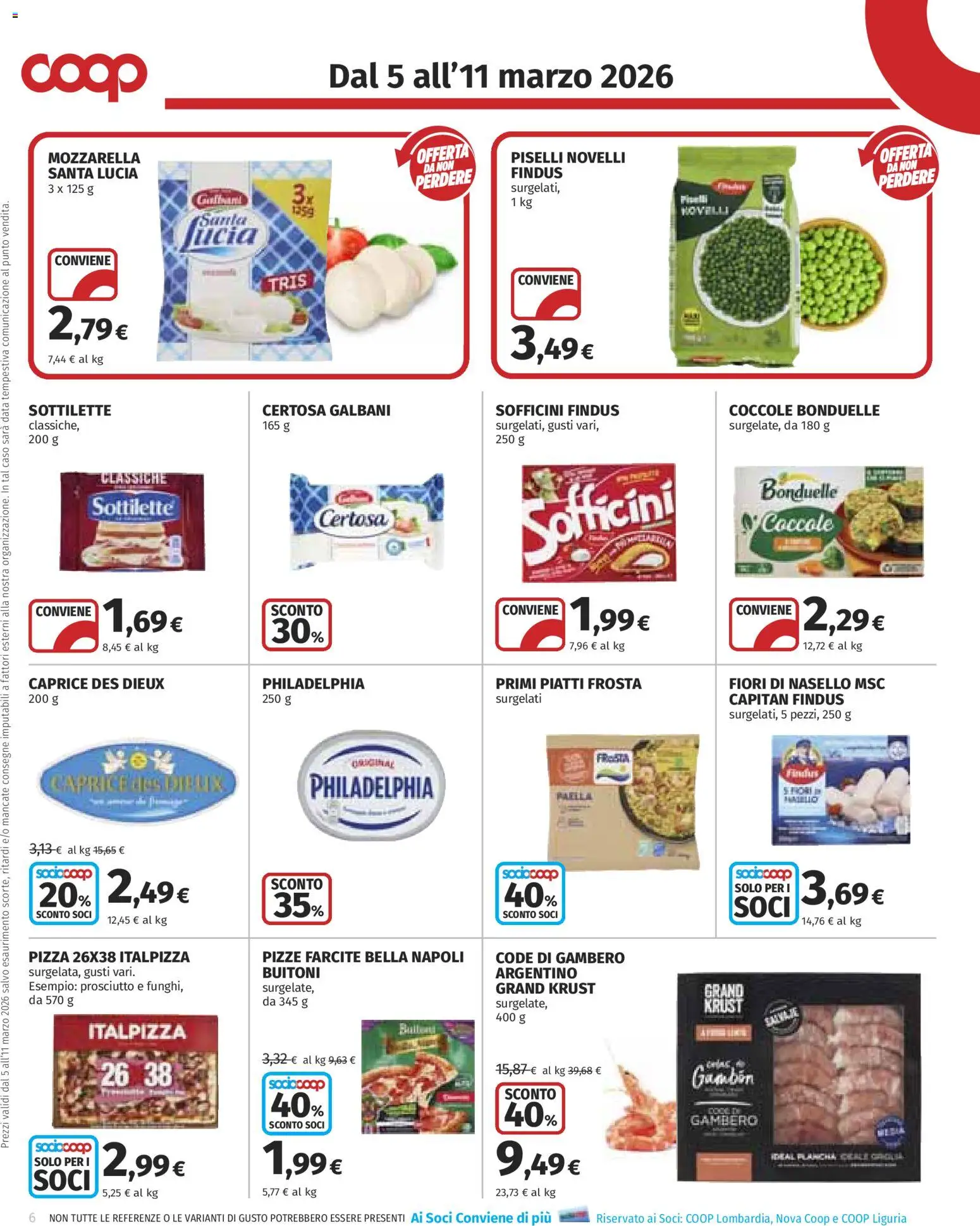 Volantino COOP del 05.03.2026 | Pagina: 6 | Prodotti: Mozzarella, Prosciutto, Data, Nasello