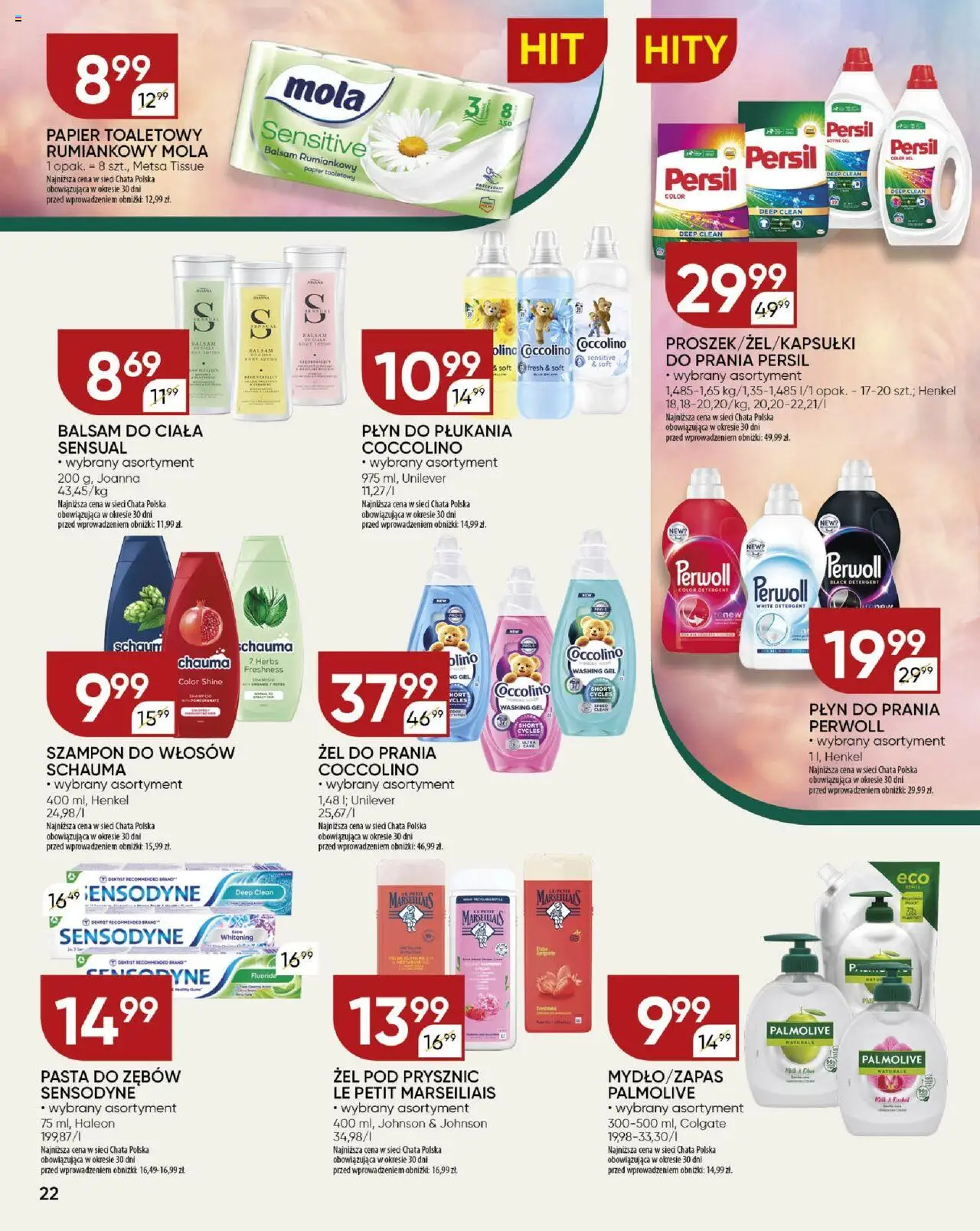 Chata Polska Gazetka od 31.07.2025 | Strona: 22 | Produkty: Papier toaletowy, Coccolino, Prysznic, Żel pod prysznic