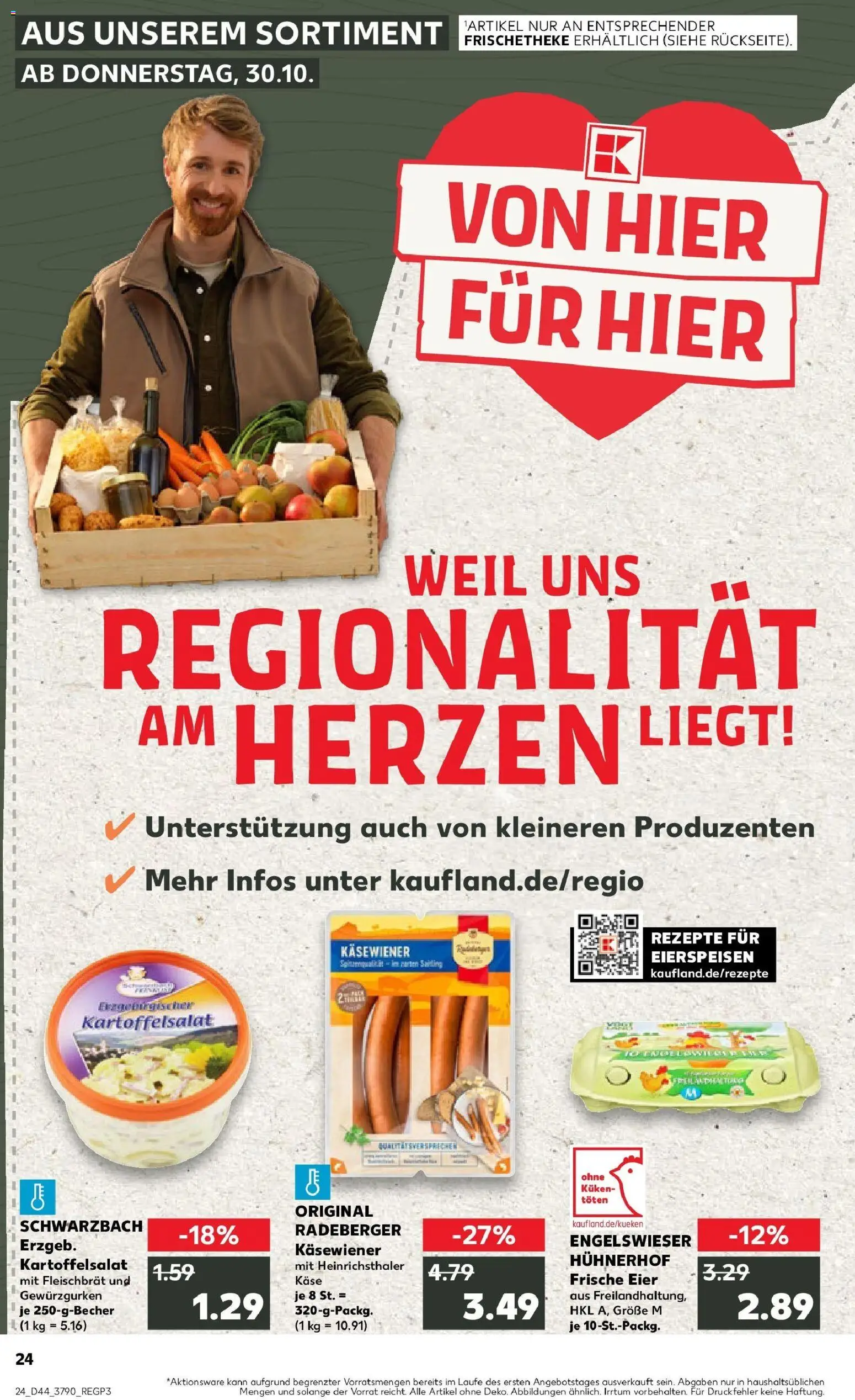 Kaufland prospekt Zwönitz	 – gültig ab 30.10.2025 | Seite: 24 | Produkte: Käse, Eier