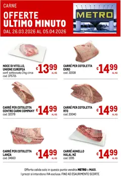 Anteprima del volantino Metro volantino Offerte Ultimo Minuto Carne valido a partire dal 26.03.2026
