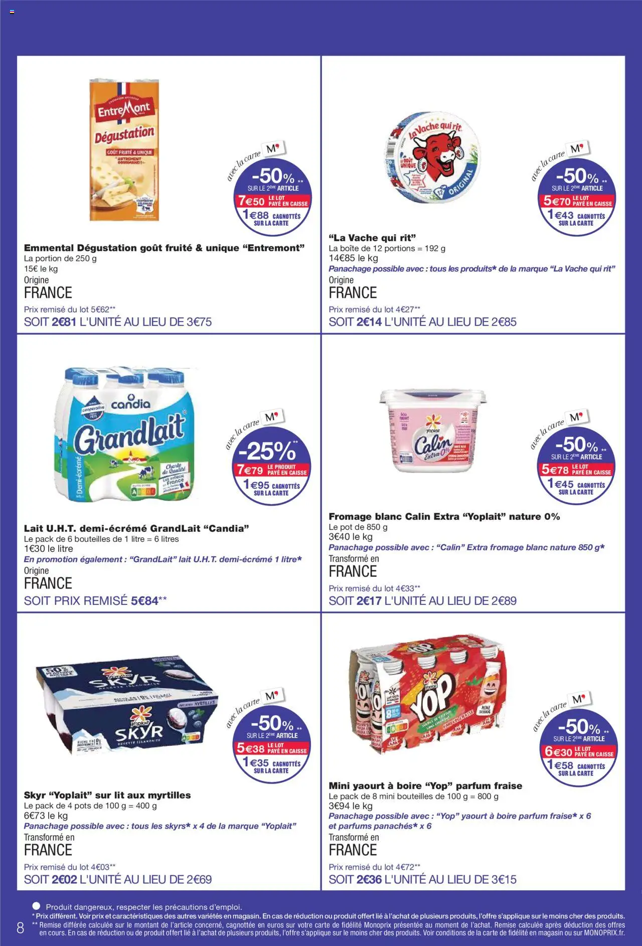 {H1} | Page: 8 | Produits: Myrtilles, Lit, Fromage blanc, Fromage