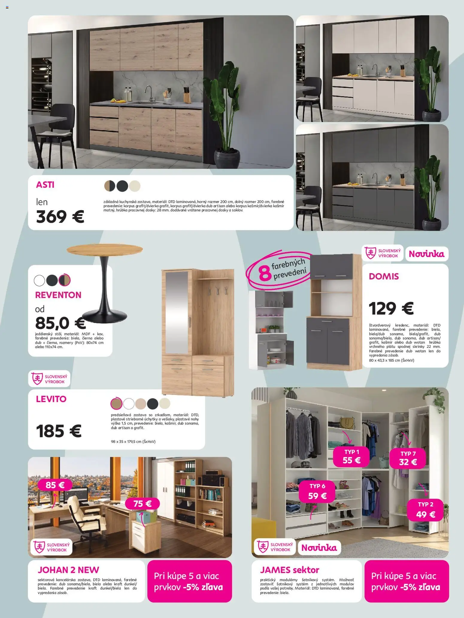 Nové Kondela akcie – leták je platný od 15.04.2026 | Strana: 5 | Produkty: Predsieňová zostava, Úchytky