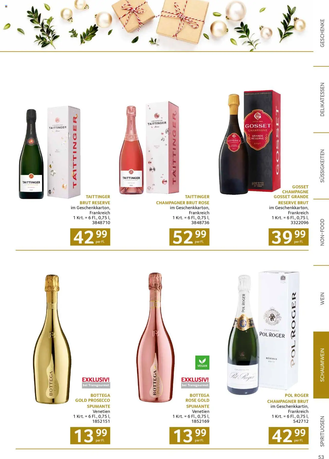 Transgourmet Weihnachtskatalog 2025 gültig ab 13.10.2025 | Seite: 53 | Produkte: Süßigkeiten, Wein