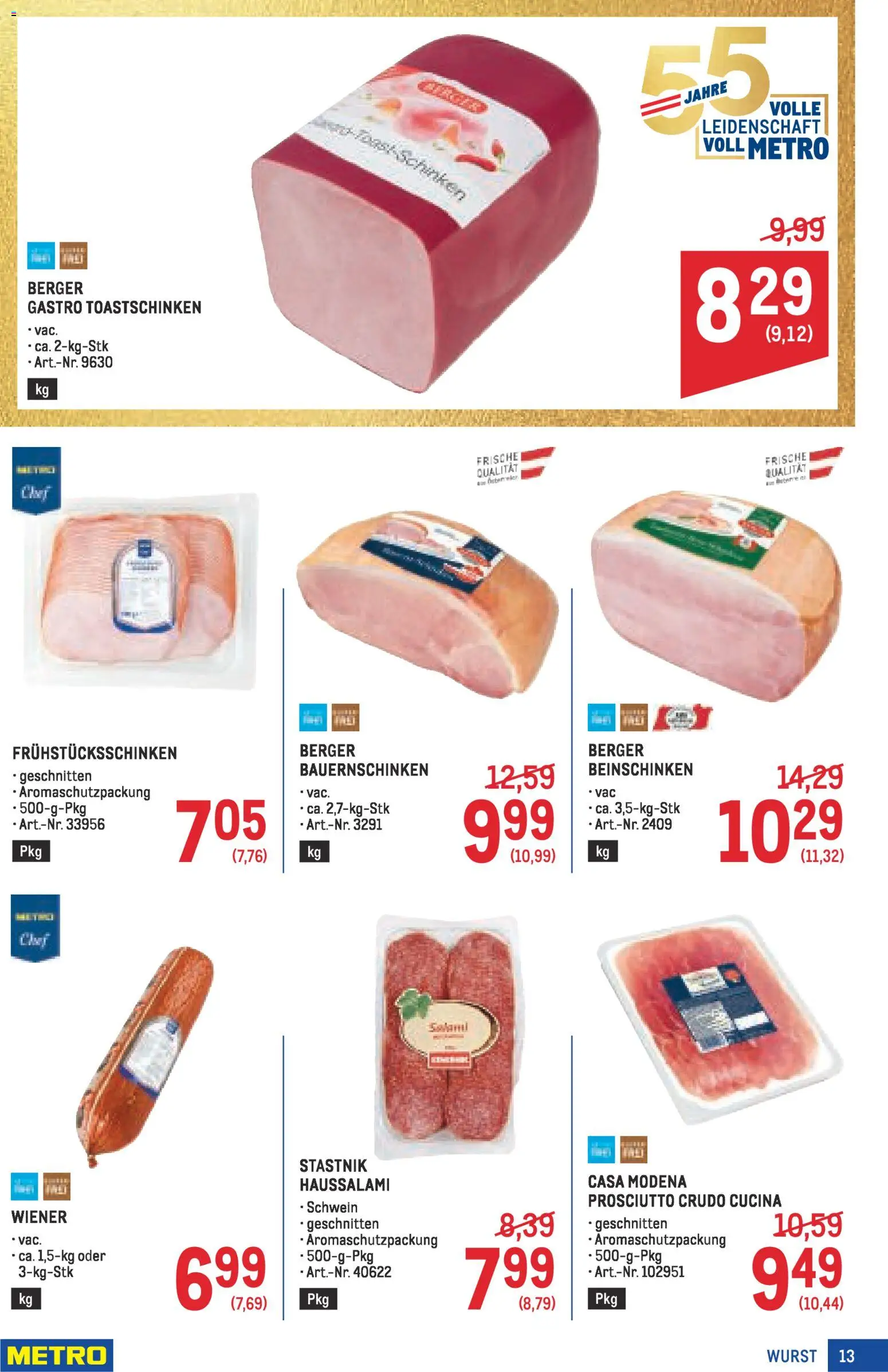 Metro angebote Profi gültig ab 19.02.2026 | Seite: 13 | Produkte: Wurst, Schinken