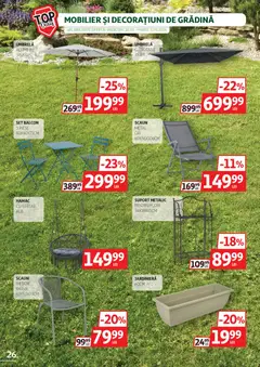 Ofertele Auchan valabile de la 22.04.2026 | Pagină: 26 | Produse: Umbrelă, Hamac, Scaun