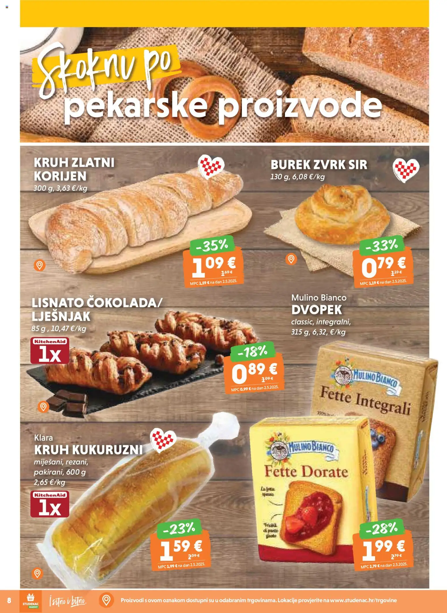Studenac katalog | vrijedi od 05.11.2025 | Stranica: 8 | Proizvodi: Sir, Kruh, Lješnjak, Burek
