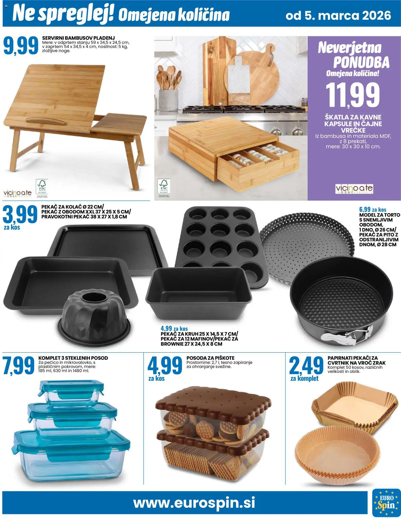 Novi Eurospin katalog ponudbe – veljaven od 05.03.2026 | Stran: 15 | Izdelki: Skatla, Kos, Kavne kapsule, Kruh