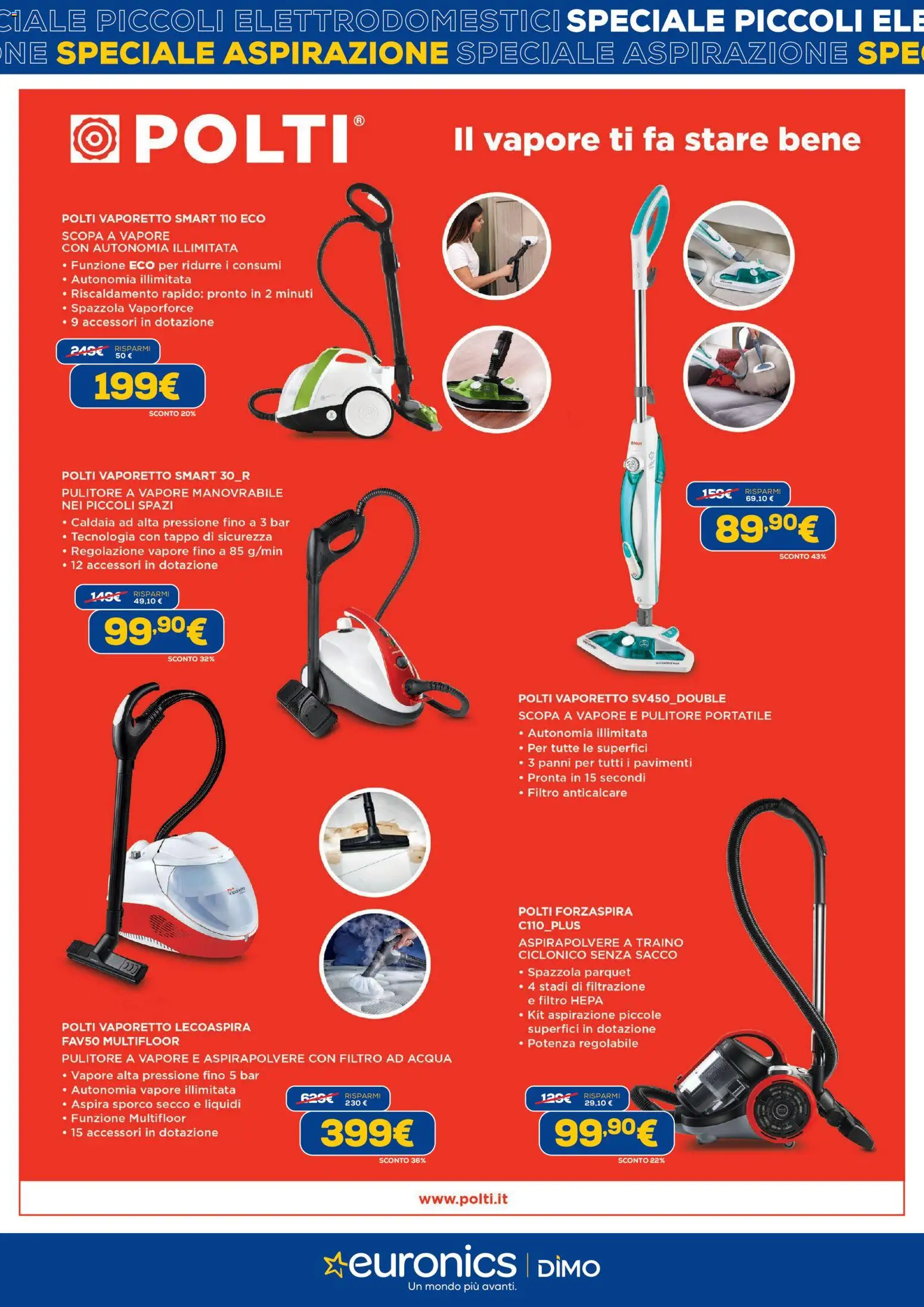Volantino Euronics del 06.04.2026 | Pagina: 11 | Prodotti: Caldaia, Scopa, Aspirapolvere, Scopa a vapore