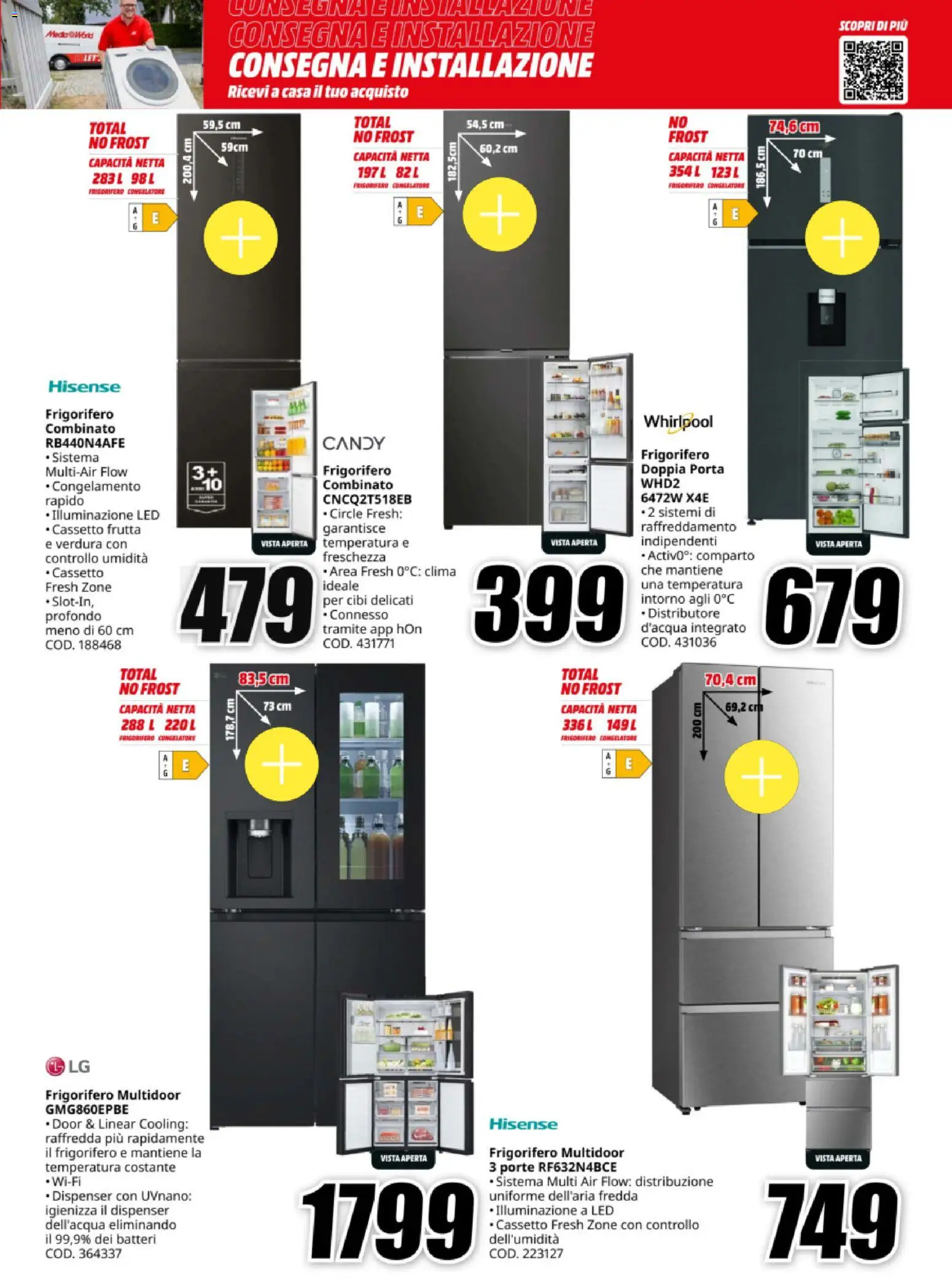 Volantino Media World del 12.11.2025 | Pagina: 9 | Prodotti: Frutta, Frigorifero, Congelatore, Frigorifero combinato