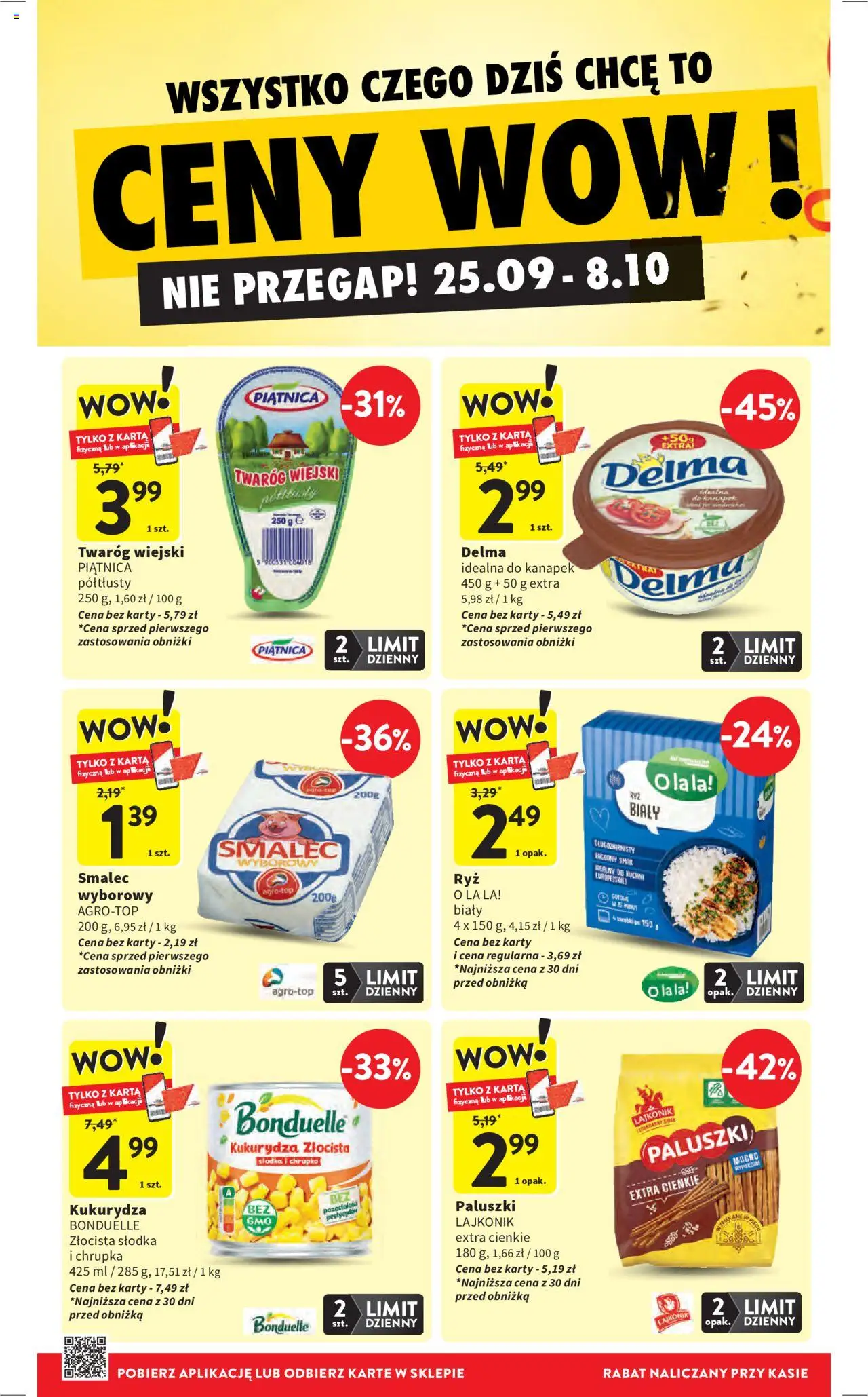 Intermarche Gazetka od 25.09.2025 | Strona: 8 | Produkty: Smalec wyborowy, Kukurydza, Paluszki, Wódka