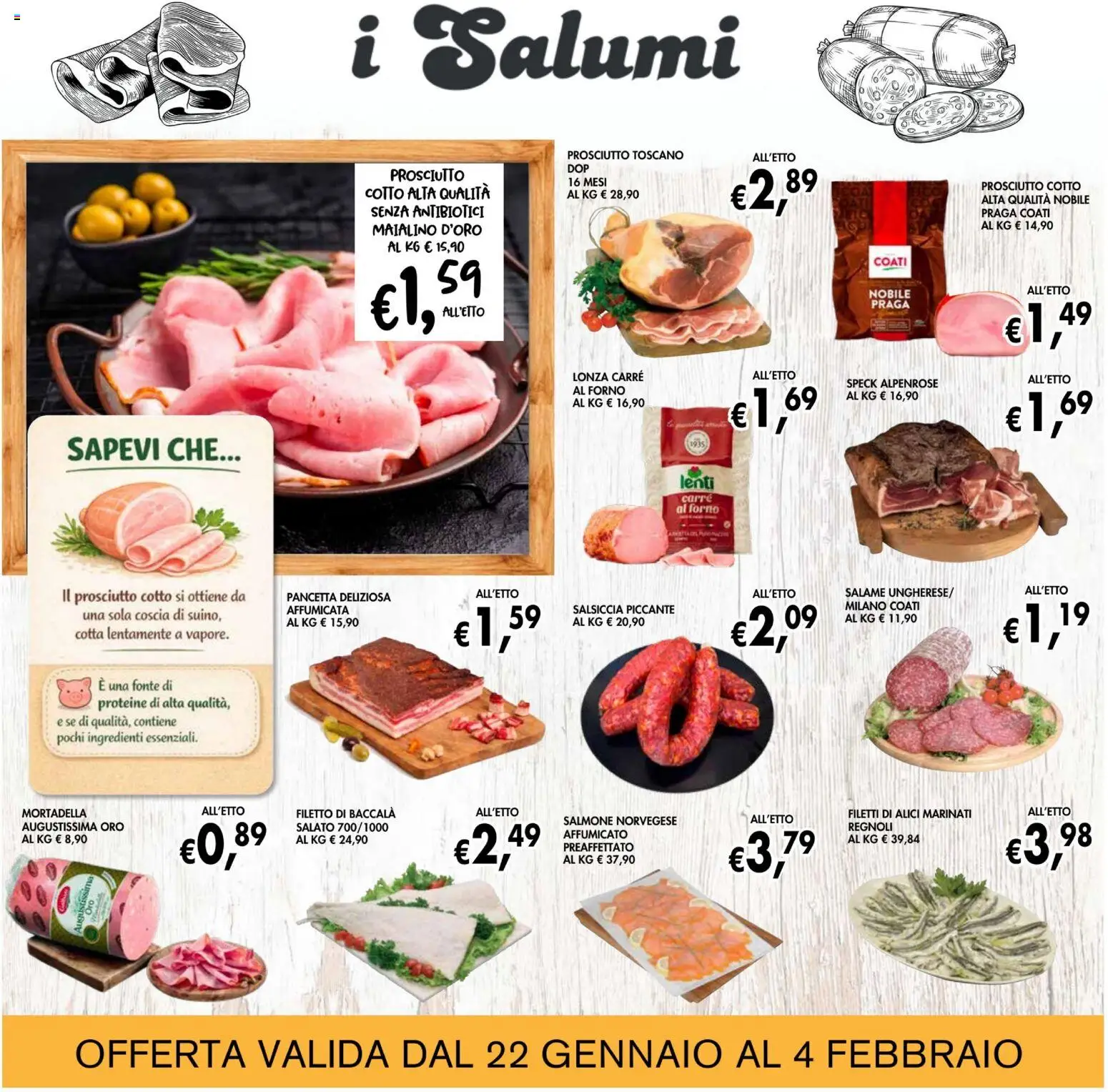 Volantino Coal del 22.01.2026 | Pagina: 9 | Prodotti: Speck, Prosciutto Cotto, Salame, Alici