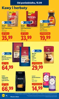 MK Café Espresso lub Select, kawa ziarnista, 1 kg kawa ziarnista od 15.09.2025 | Strona: 44 | Produkty: Herbata liściasta, Nescafe, Kawa, Herbata
