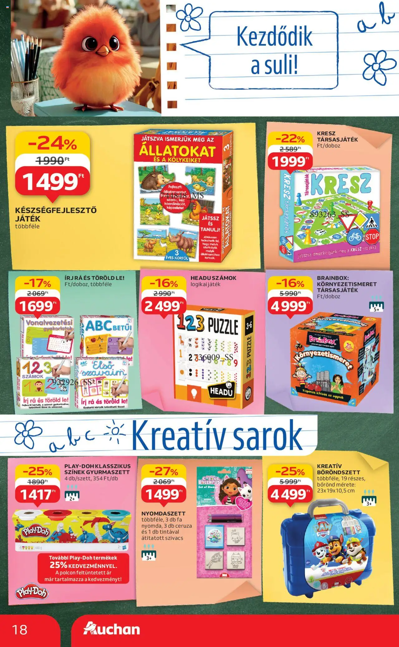 Auchan akciós ujság - amely érvényes a következő dátumtól: 07.08.2025 | Oldal: 18 | Termékek: Bőrönd, Puzzle, Játék, Társasjáték