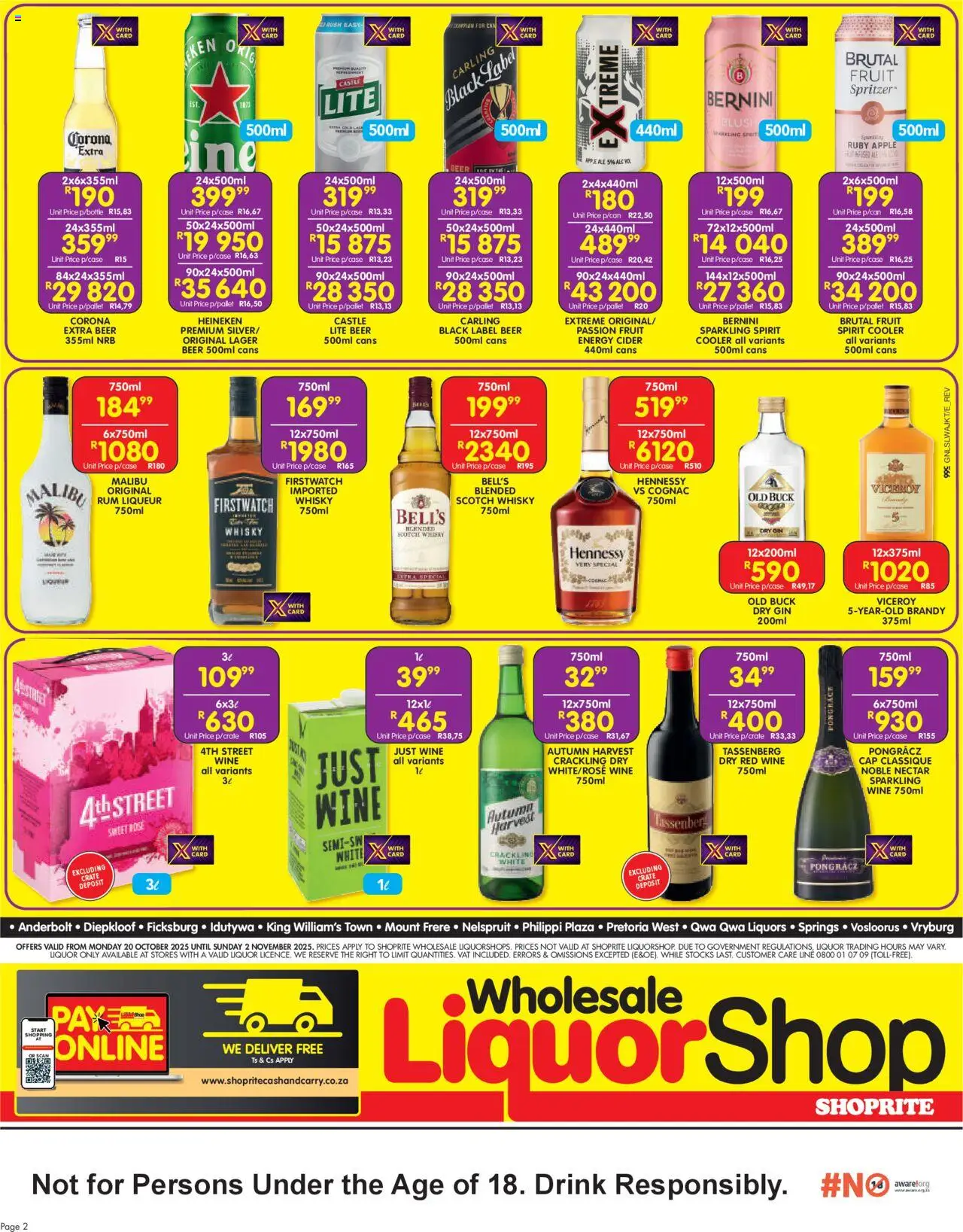 New Shoprite catalogue – valid from 20.10.2025 | Page: 2 | Products: Cap, Crate, Cider, Gin