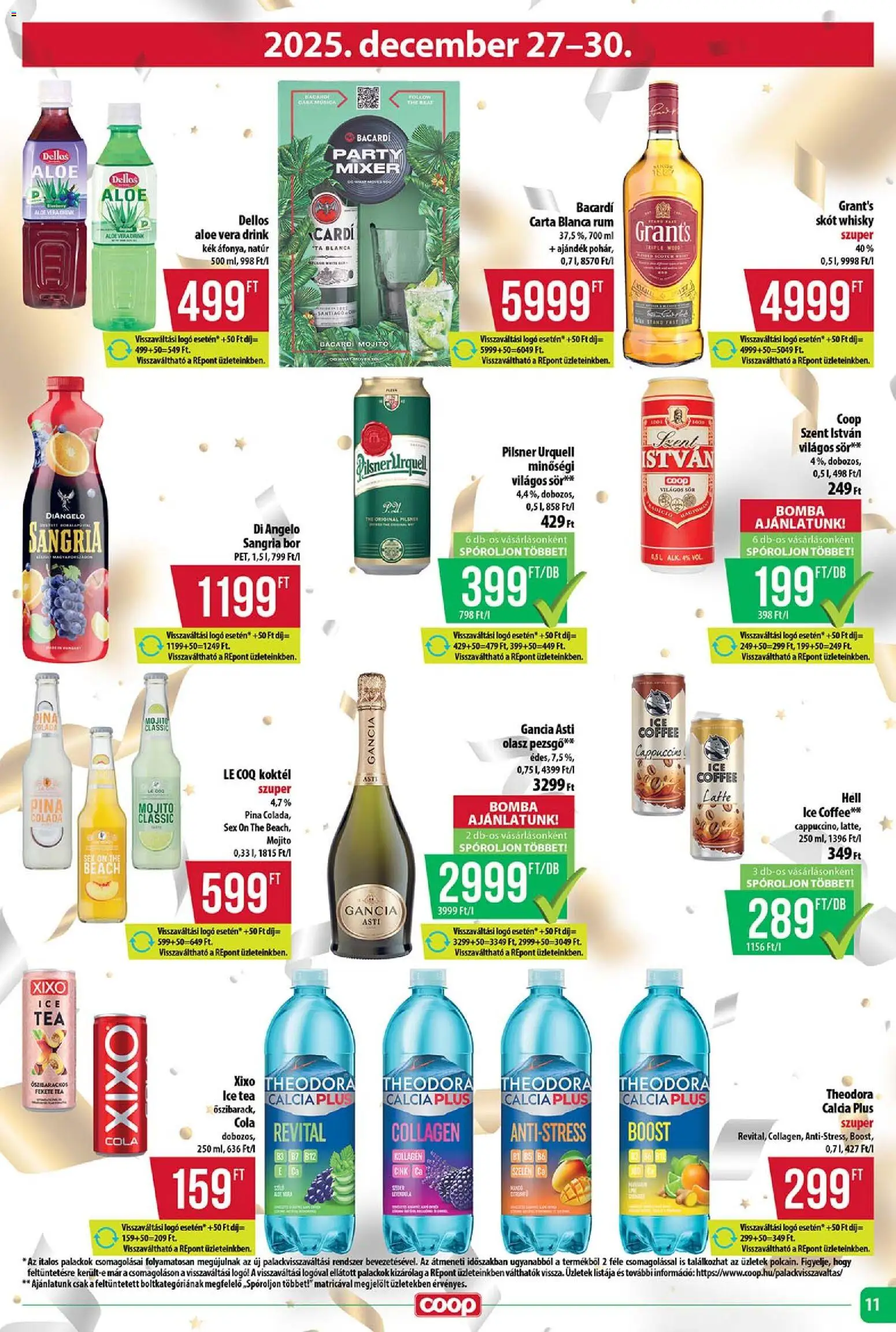 COOP Szolnok akciós ujság - amely érvényes a következő dátumtól: 18.12.2025 | Oldal: 11 | Termékek: Ice tea, Bacardi, Kollagén, Tea