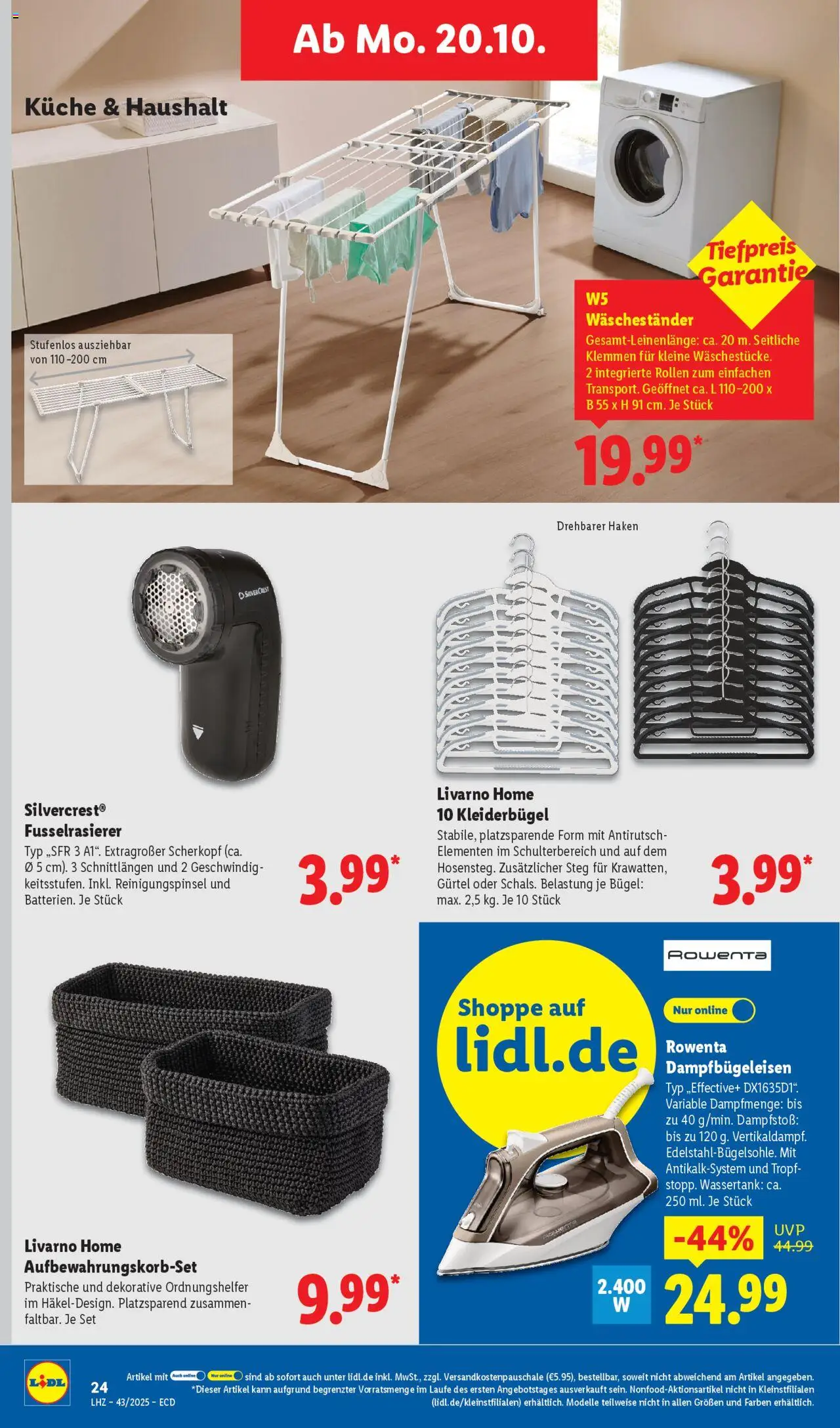 Lidl - Prospekt – gültig ab 20.10.2025 | Seite: 16 | Produkte: Küche, Kleiderbügel, Gürtel, Waschestander