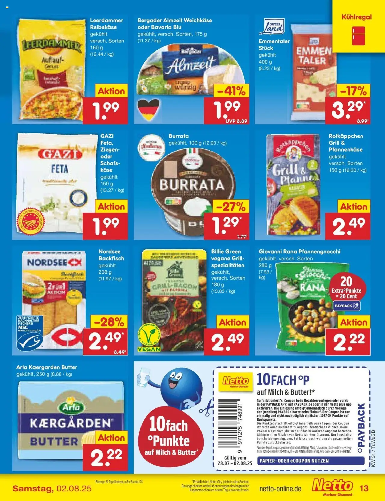 Netto Marken-Discount prospekt Calw-Stammheim	 - gültig ab dem 27.07.2025 | Seite: 19 | Produkte: Feta, Milch, Käse, Reibekase
