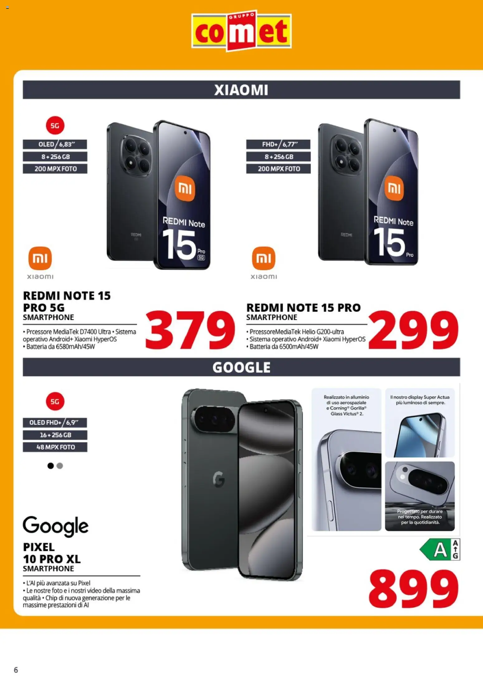 Volantino Comet del 02.01.2026 | Pagina: 6 | Prodotti: Xiaomi, Smartphone, Video, Batteria
