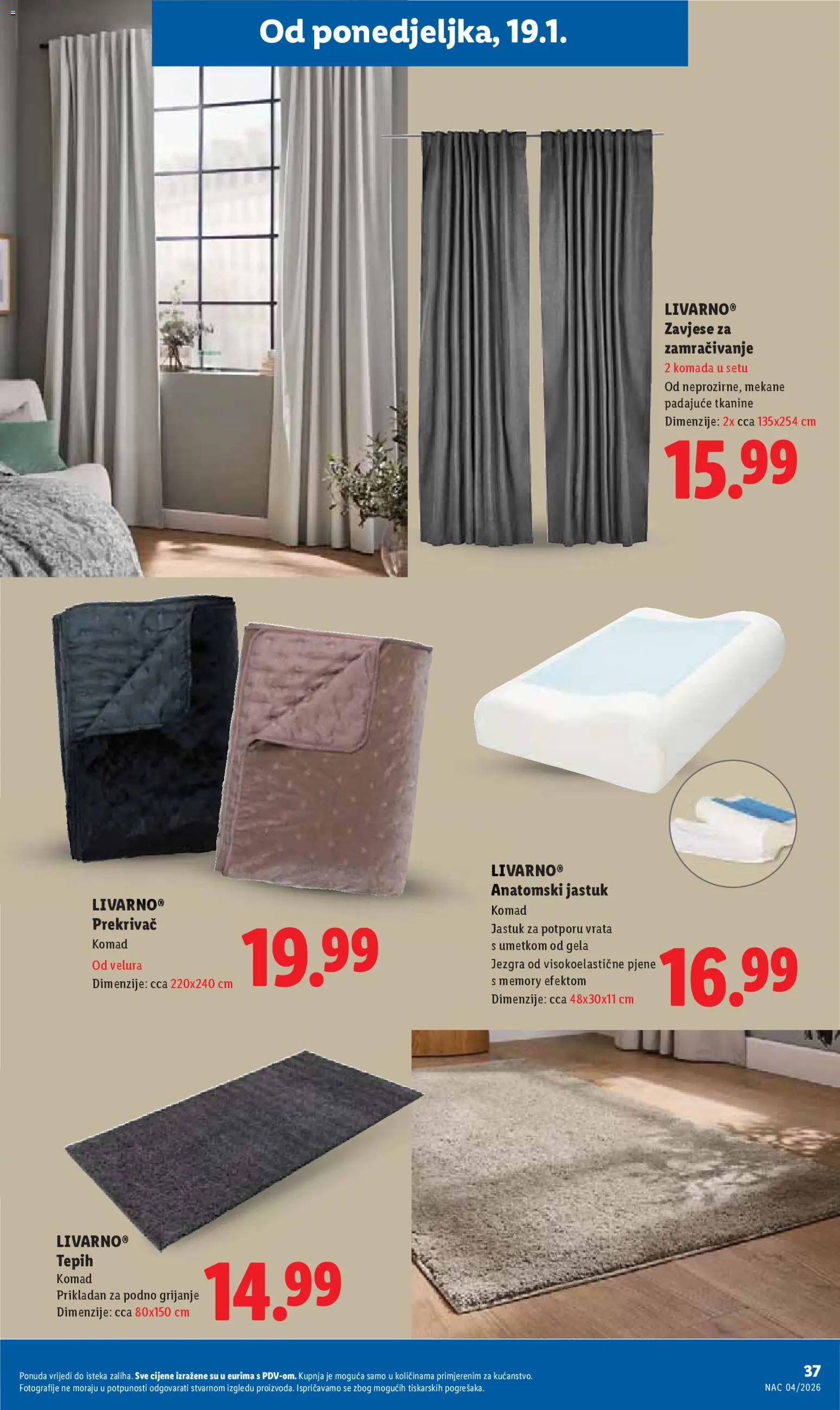 Lidl katalog | vrijedi od 19.01.2026 | Stranica: 37 | Proizvodi: Jastuk, Tepih, Vrata