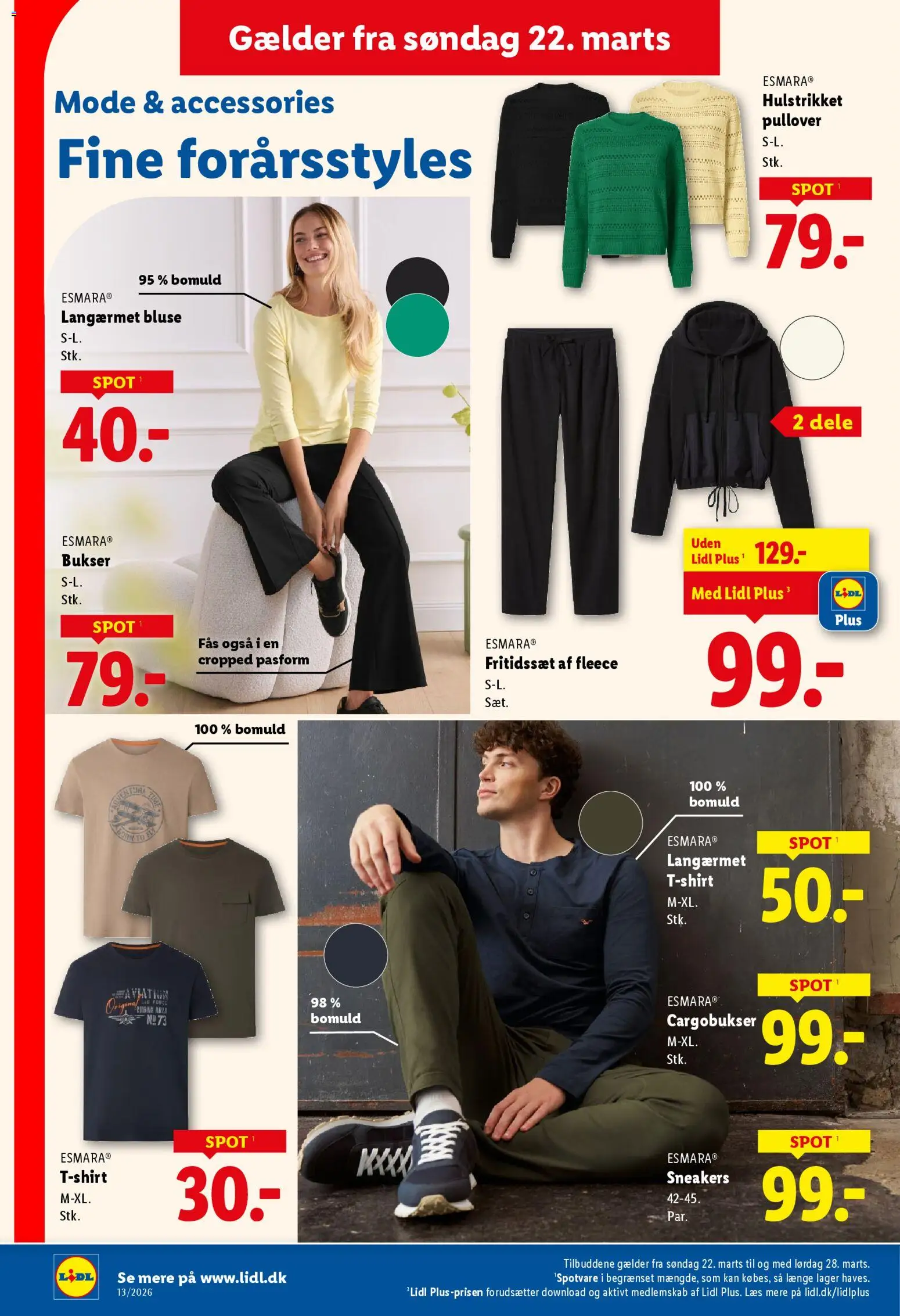 Lidl tilbudsavis – gyldig fra 22.03.2026 | Side: 18 | Produkter: Bukser, Sneakers, Søm, Bluse
