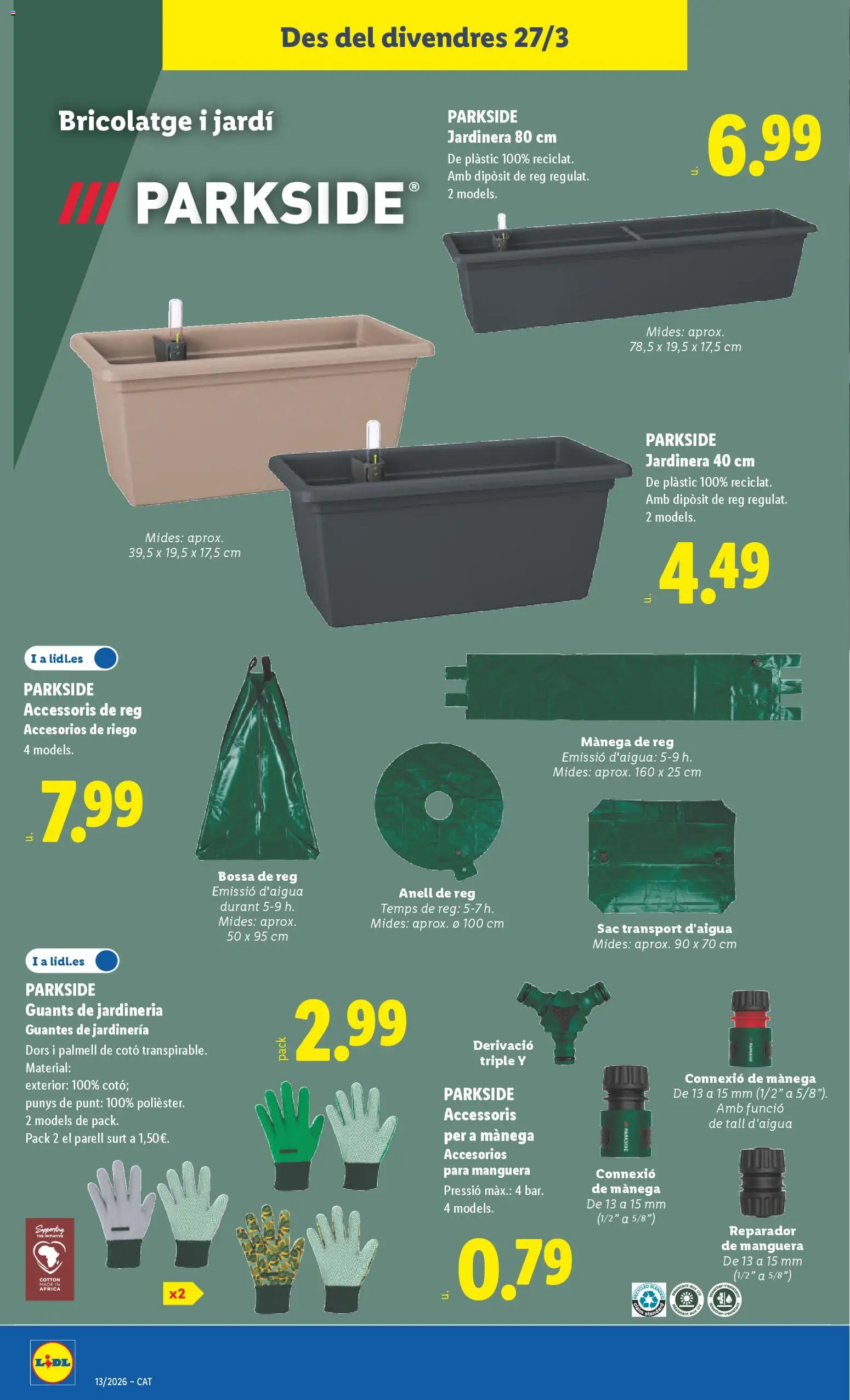 Lidl folleto de bazar │ válido desde el 16.03.2026 | Página: 20 | Productos: Manguera, Jardinera, Guantes