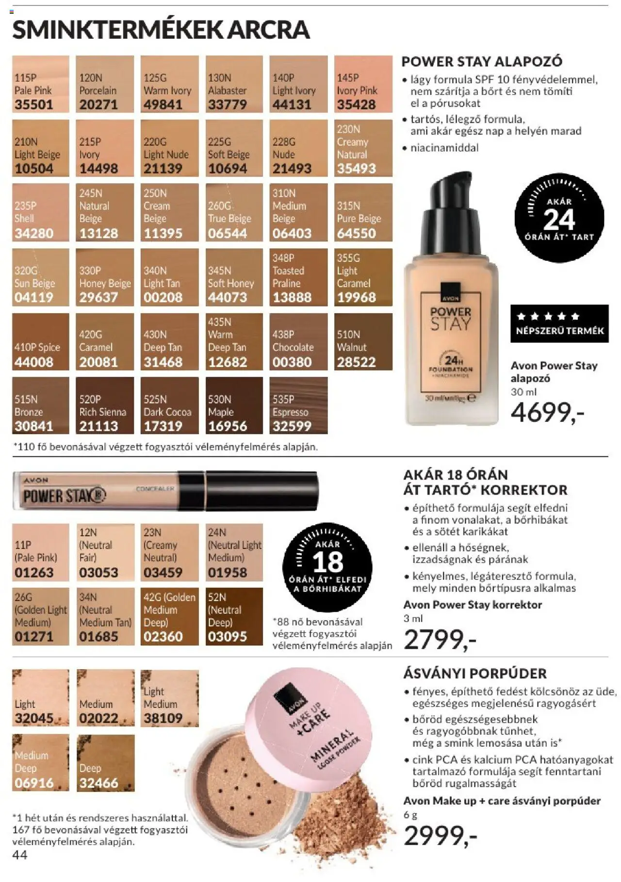 Avon akciós ujság - amely érvényes a következő dátumtól: 01.06.2025 | Oldal: 44 | Termékek: Praliné, Korrektor, Smink, Alapozó