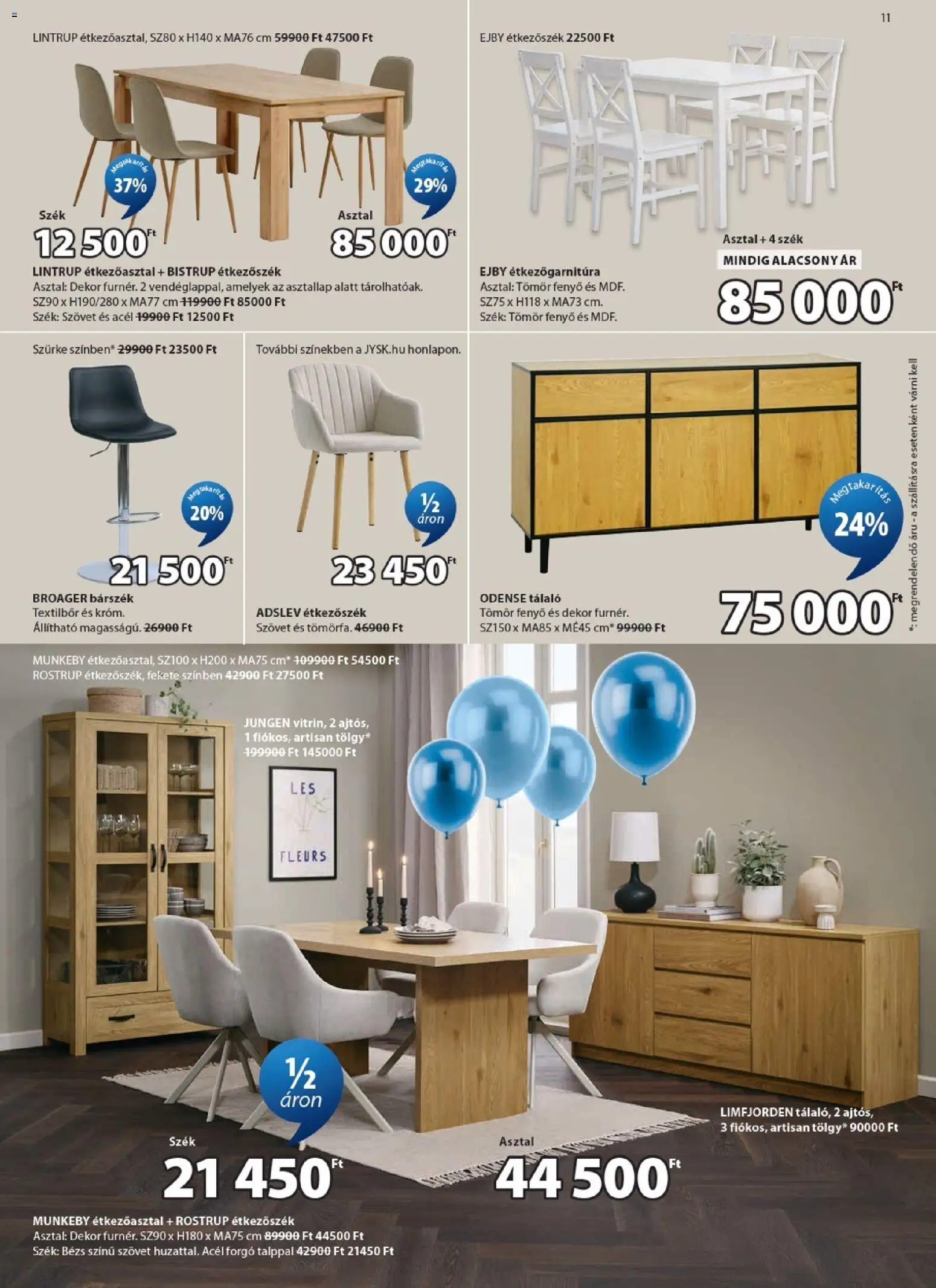 JYSK akciós ujság - amely érvényes a következő dátumtól: 29.04.2026 | Oldal: 11 | Termékek: Étkezőasztal, Asztal, Szék, Étkezőszék