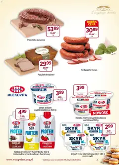 Pogląd oferty "Społem Gazetka" - ważna od 01.02.2026 | Strona: 3 | Produkty: Serek, Czekolada, Serek wiejski wysokobiałkowy, Banan