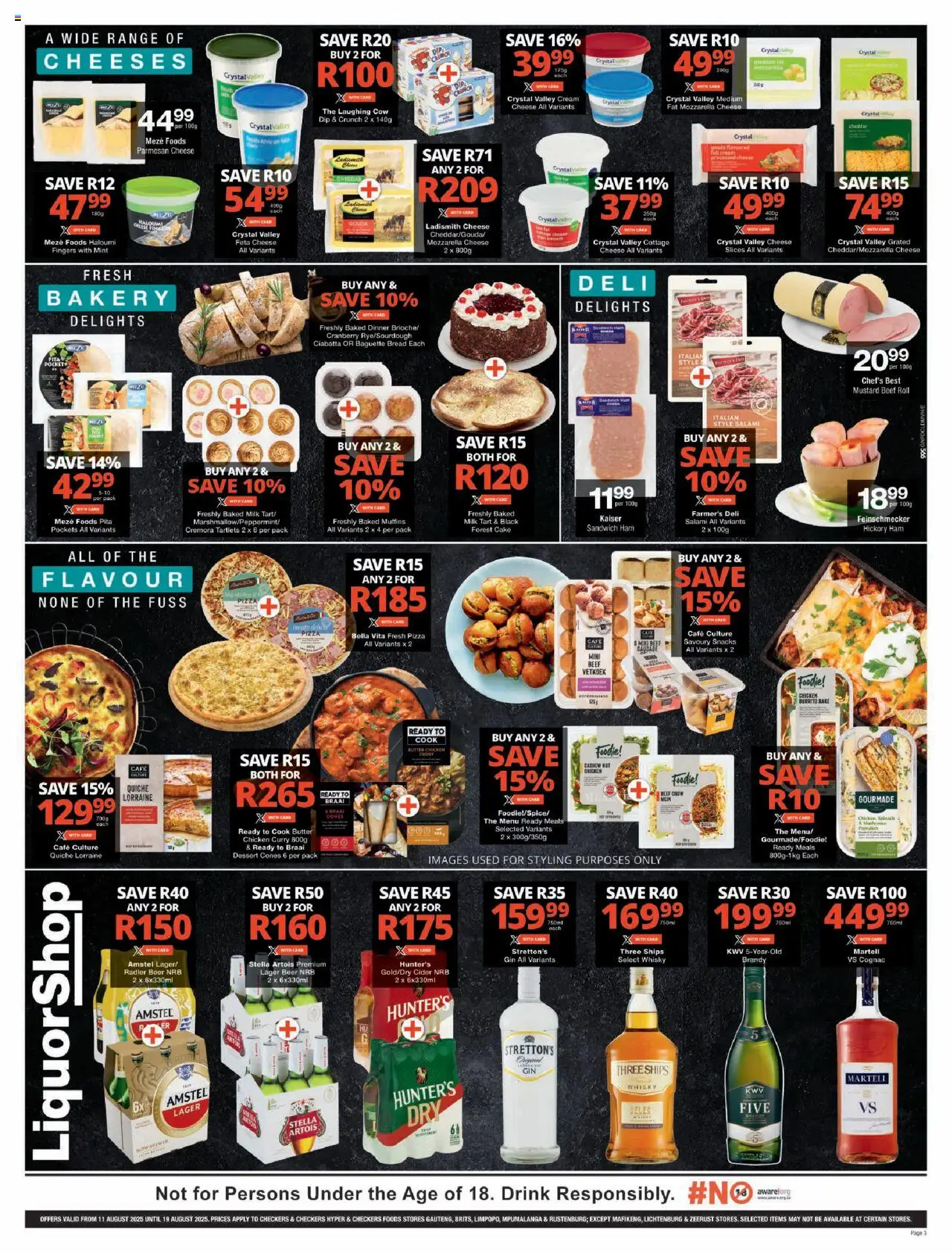 Checkers Gauteng - August Mid-Month Promotion │ valid from 11.08.2025 | Page: 3 | Products: Muffins, Cider, Ham, Snacks