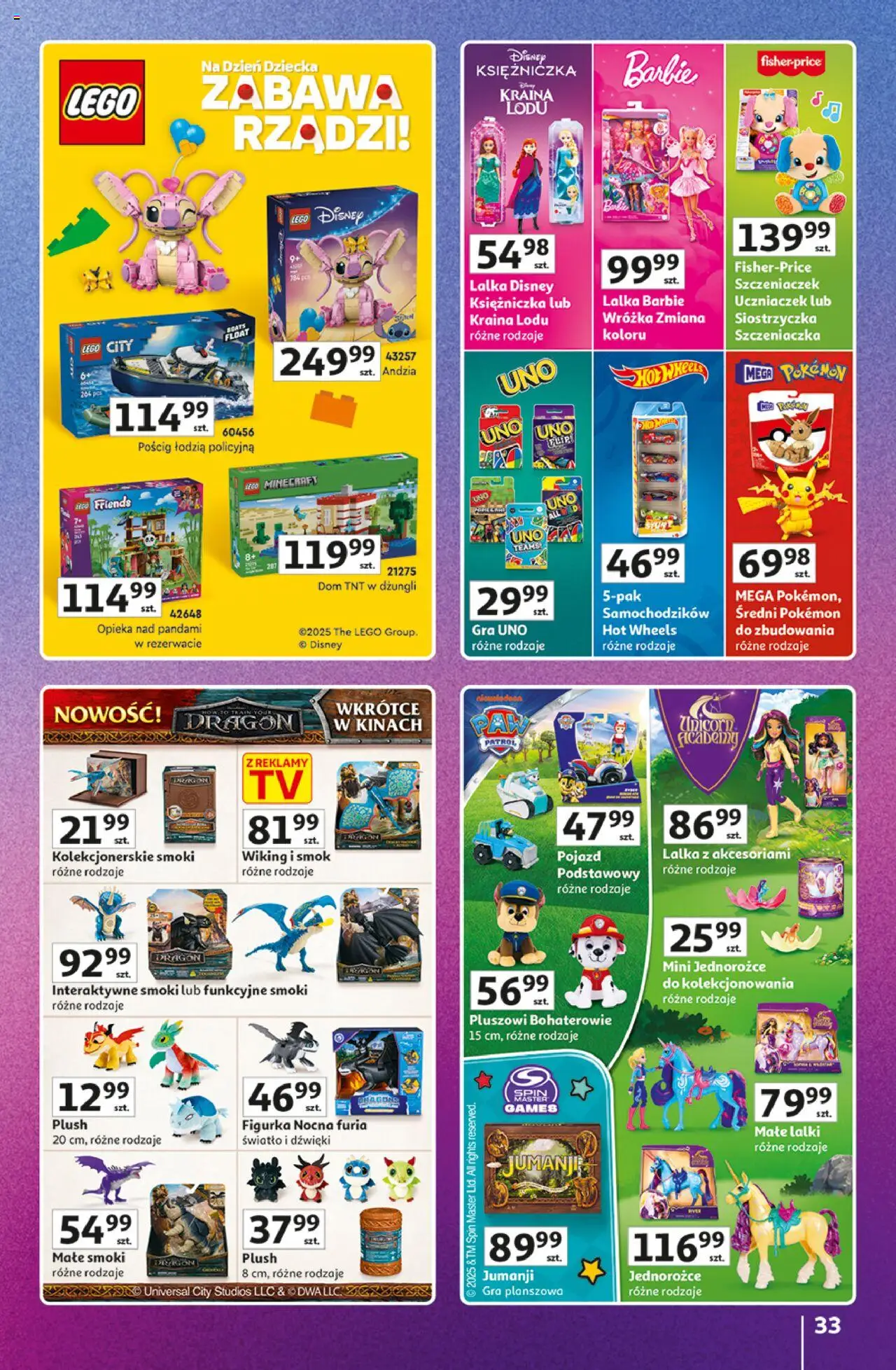 Auchan Gazetka - Znane Marki Duży Wybór Hipermarket od 12.06.2025 | Strona: 33 | Produkty: Gra, Lalka, Barbie, Lego